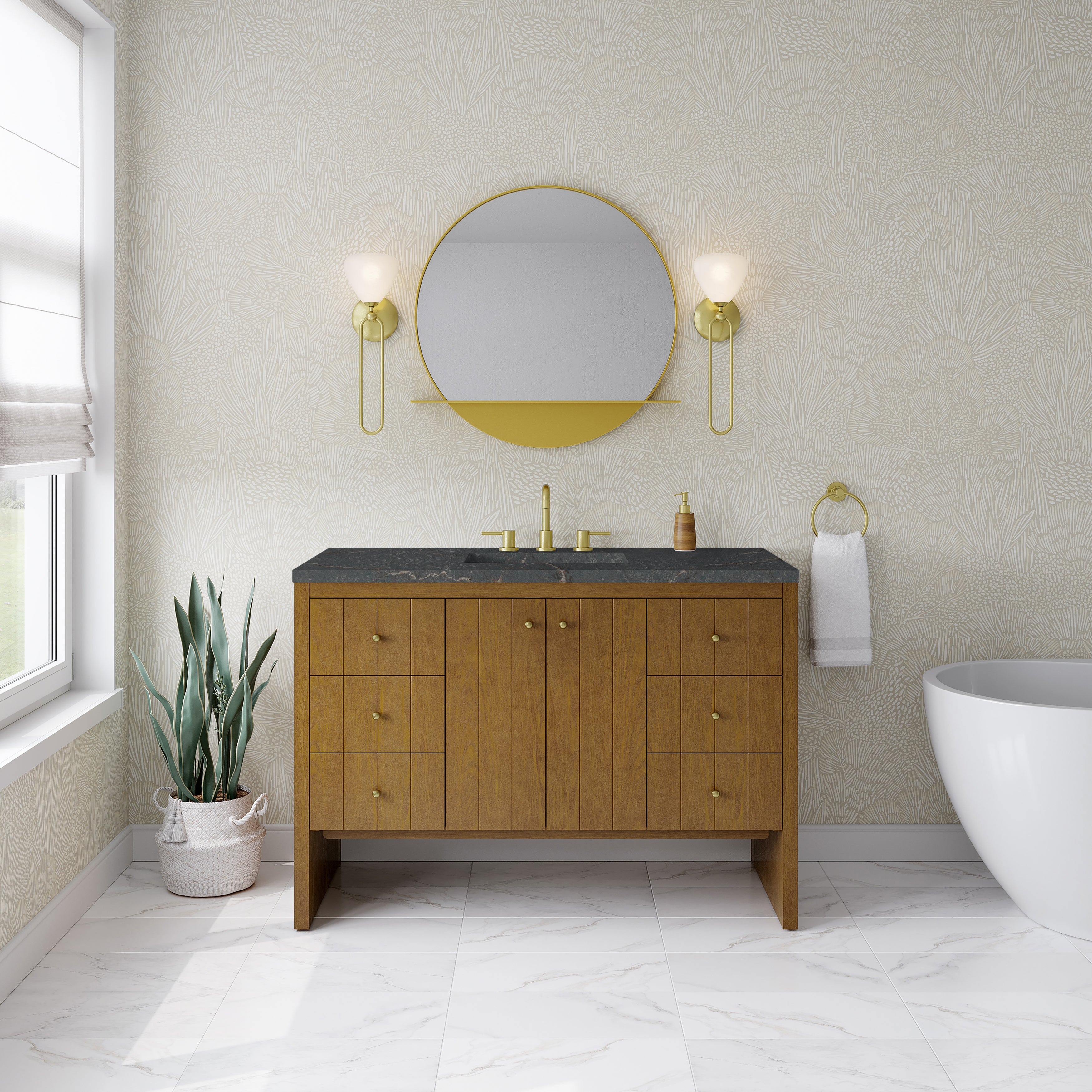 James Martin Hudson 48" Single Vanity in Honey Oak with 3cm Countertop