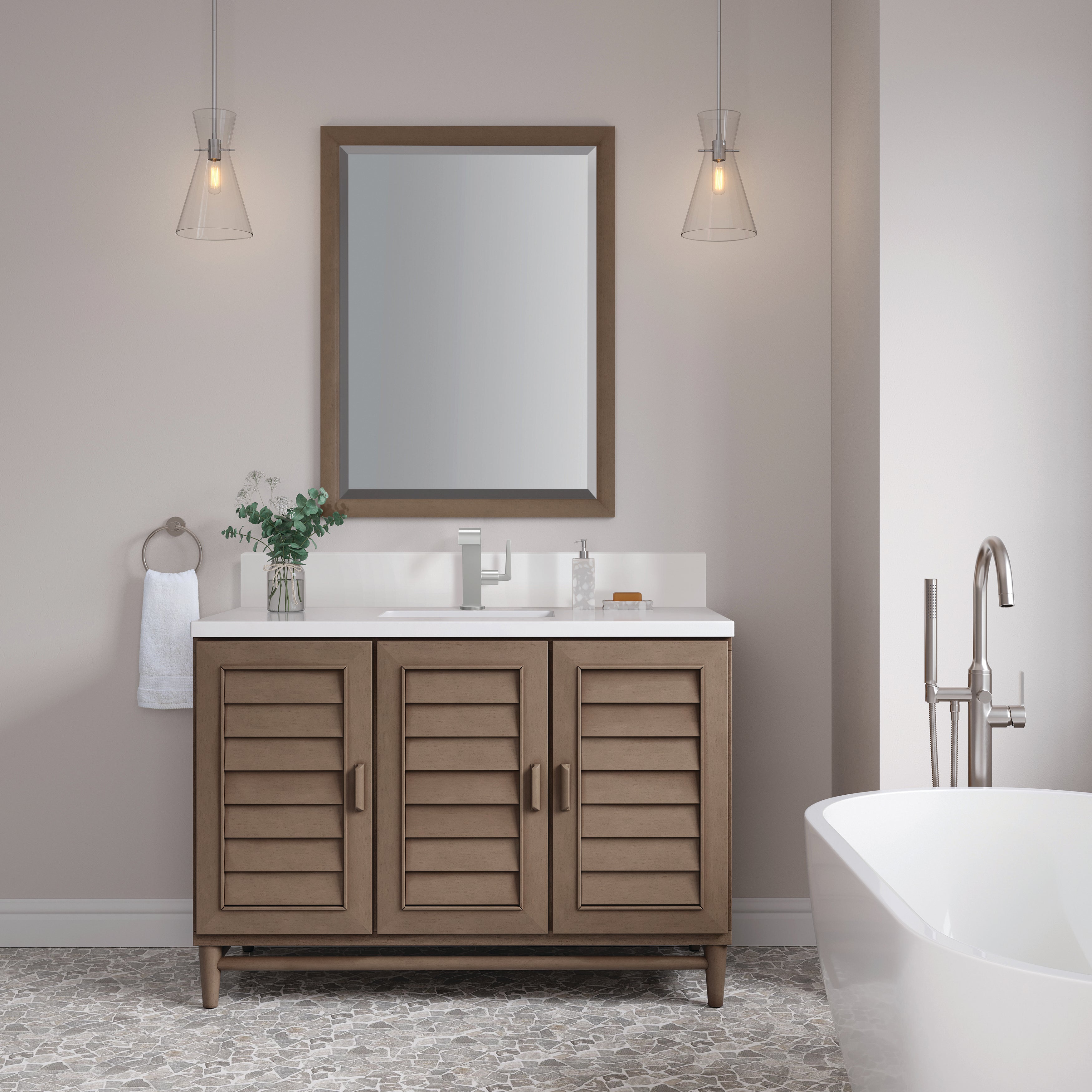 James Martin Portland 48" Single Vanity in Whitewashed Walnut with 3cm Countertop