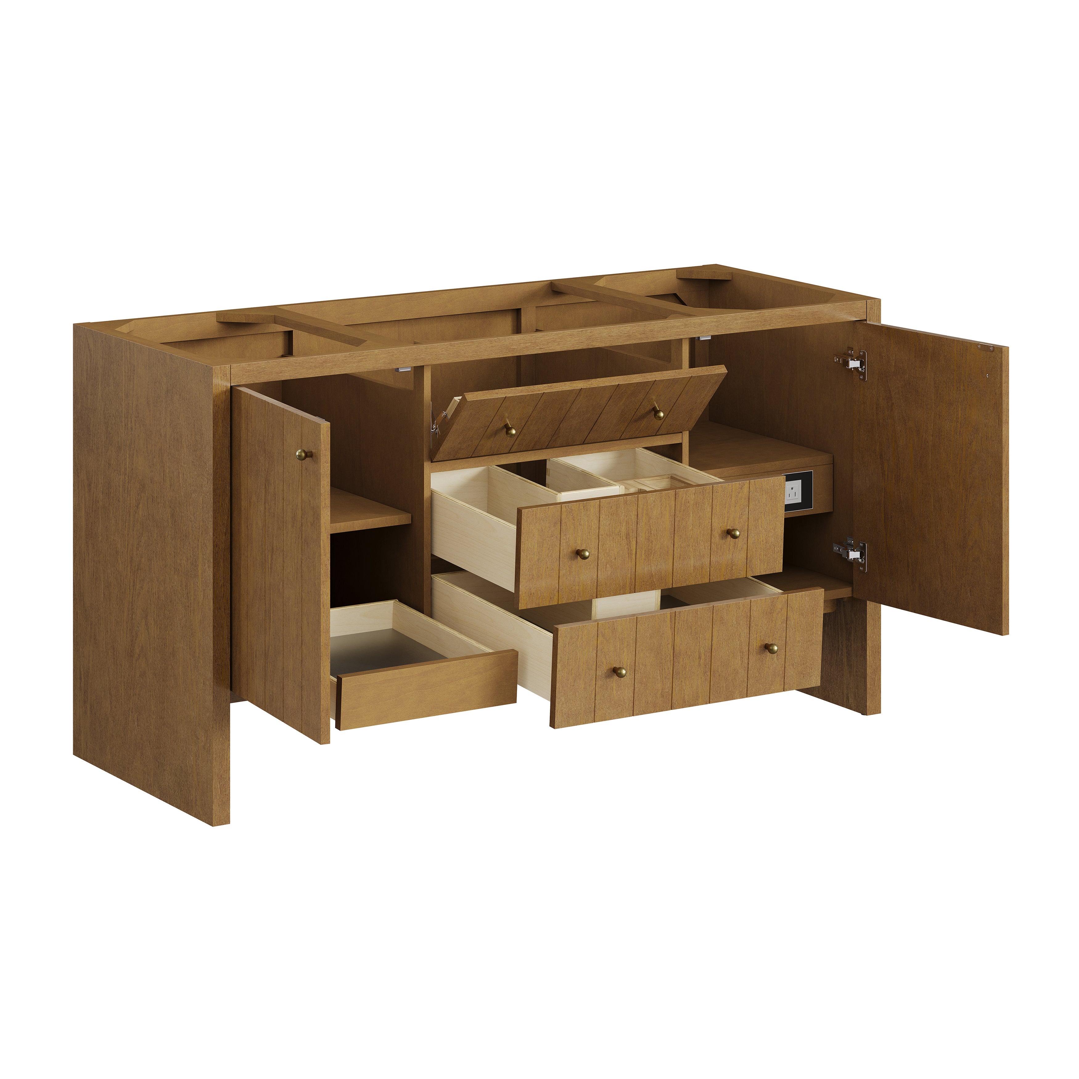 James Martin Hudson 60" Single Vanity in Honey Oak with 3cm Countertop and FreePower Wireless Charger