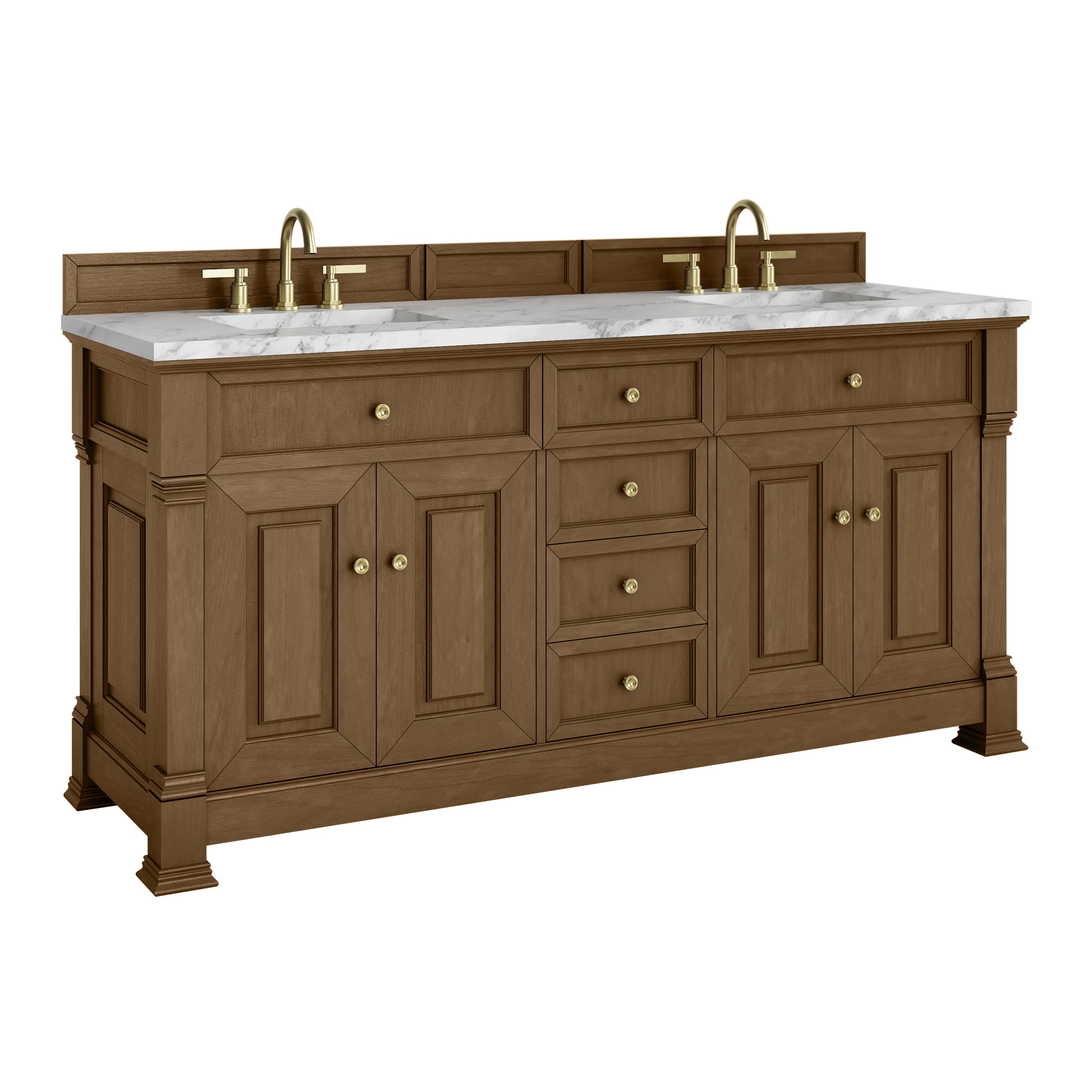 James Martin Brookfield 72" Double Vanity in Honey Oak with 3cm Countertop
