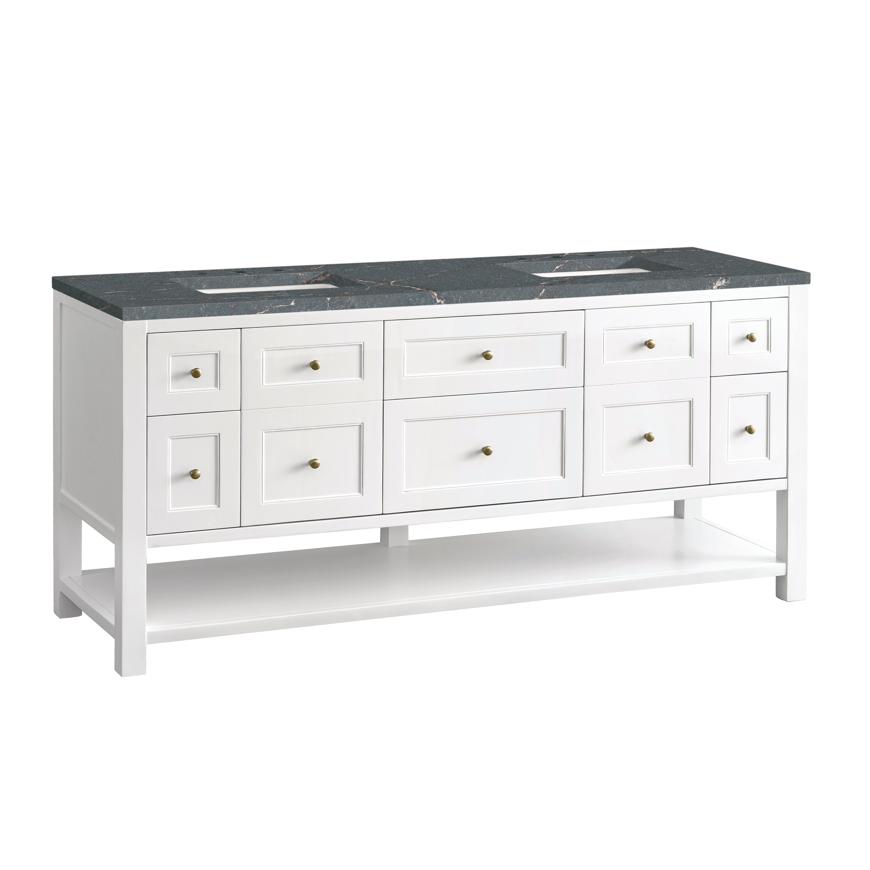 James Martin Breckenridge 72" Double Vanity in Bright White with 3cm Countertop