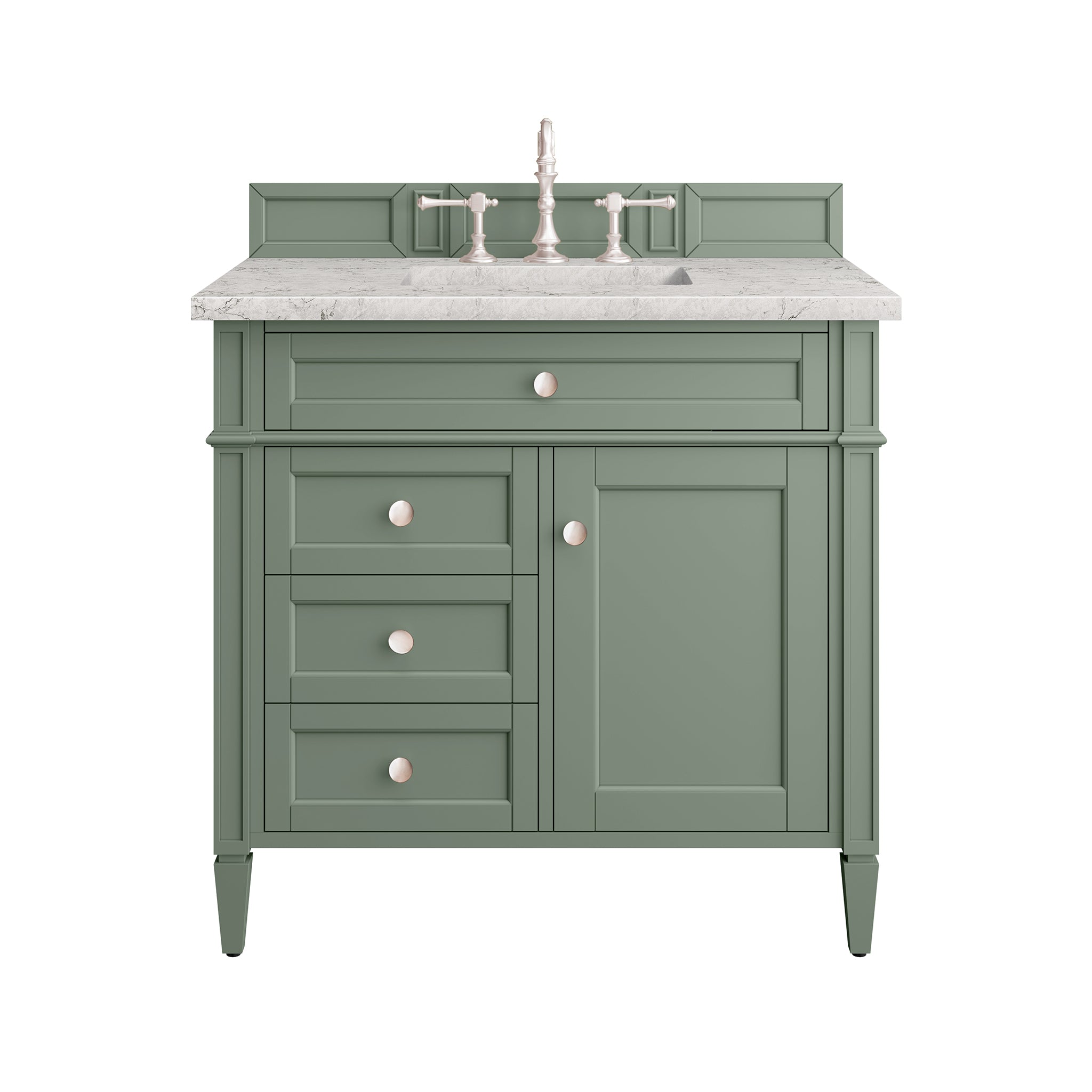 James Martin Brittany 36" Single Vanity in Smokey Celadon with 3cm Countertop