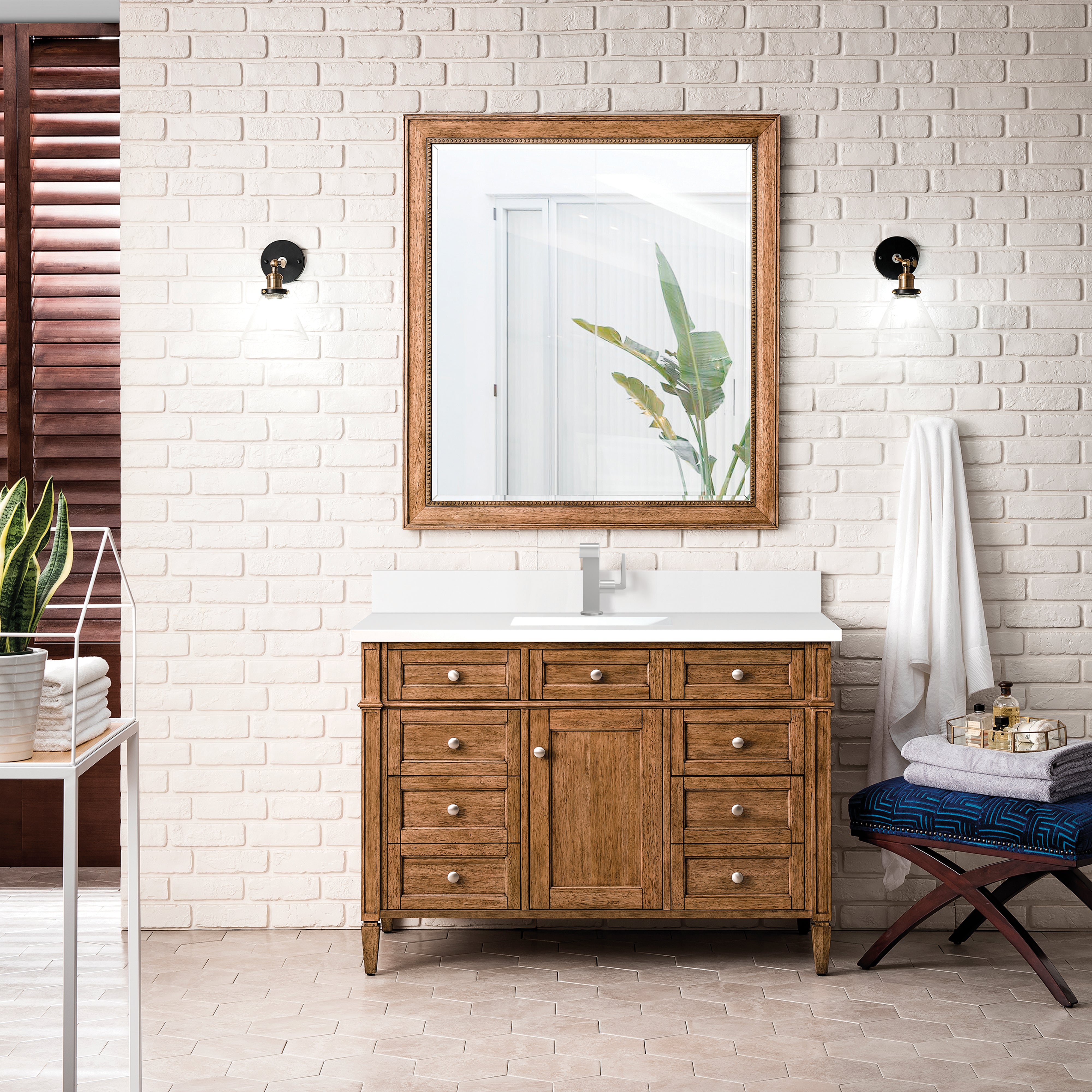 James Martin Brittany 48" Single Vanity in Saddle Brown with with 3cm Countertop