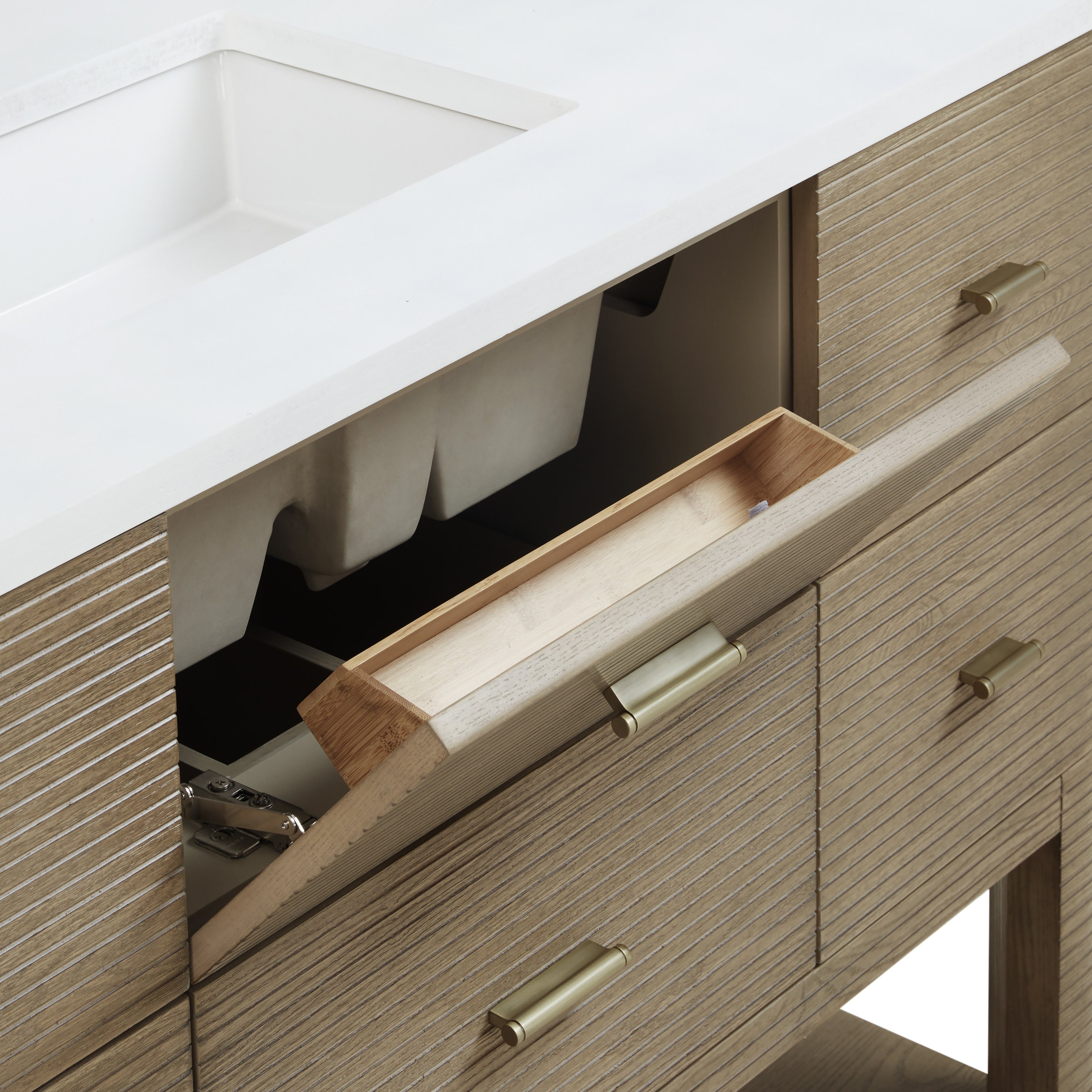 James Martin Lucian 48" Single Vanity in Pebble Oak with 3cm Countertop