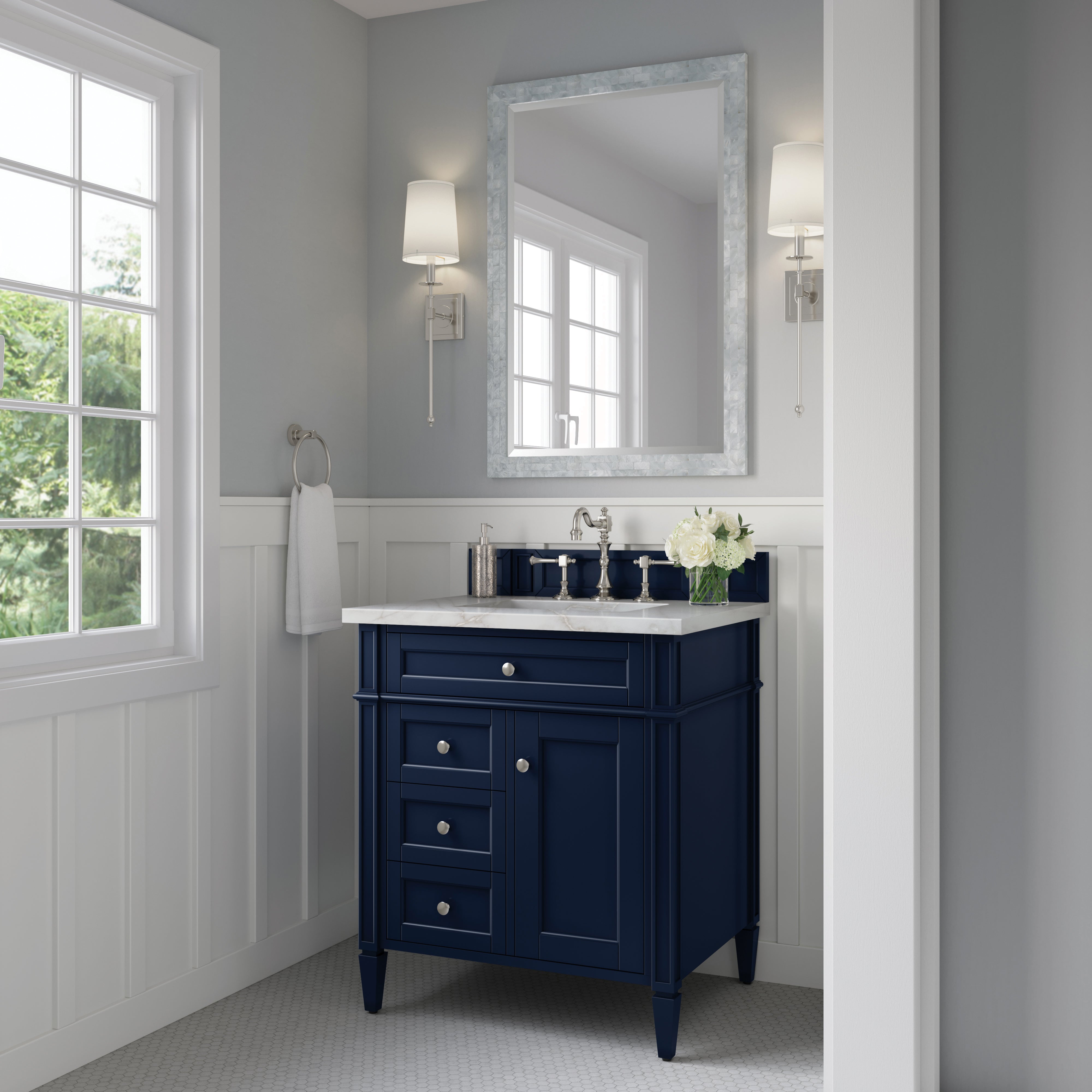 James Martin Brittany 30" Single Vanity in Victory Blue with 3cm Countertop