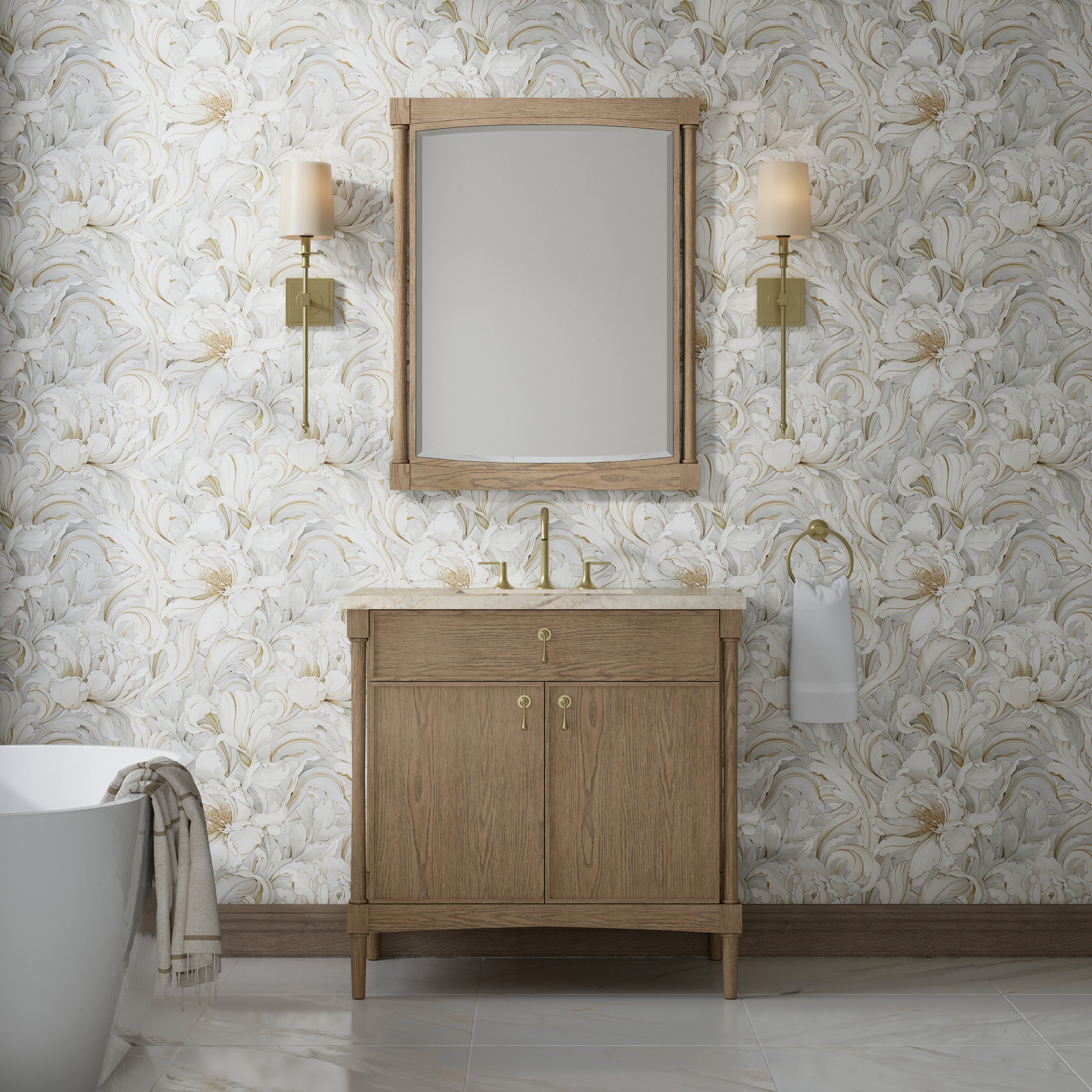 James Martin Kinnsden 36" Single Vanity in Weathered Oak with 3cm Countertop