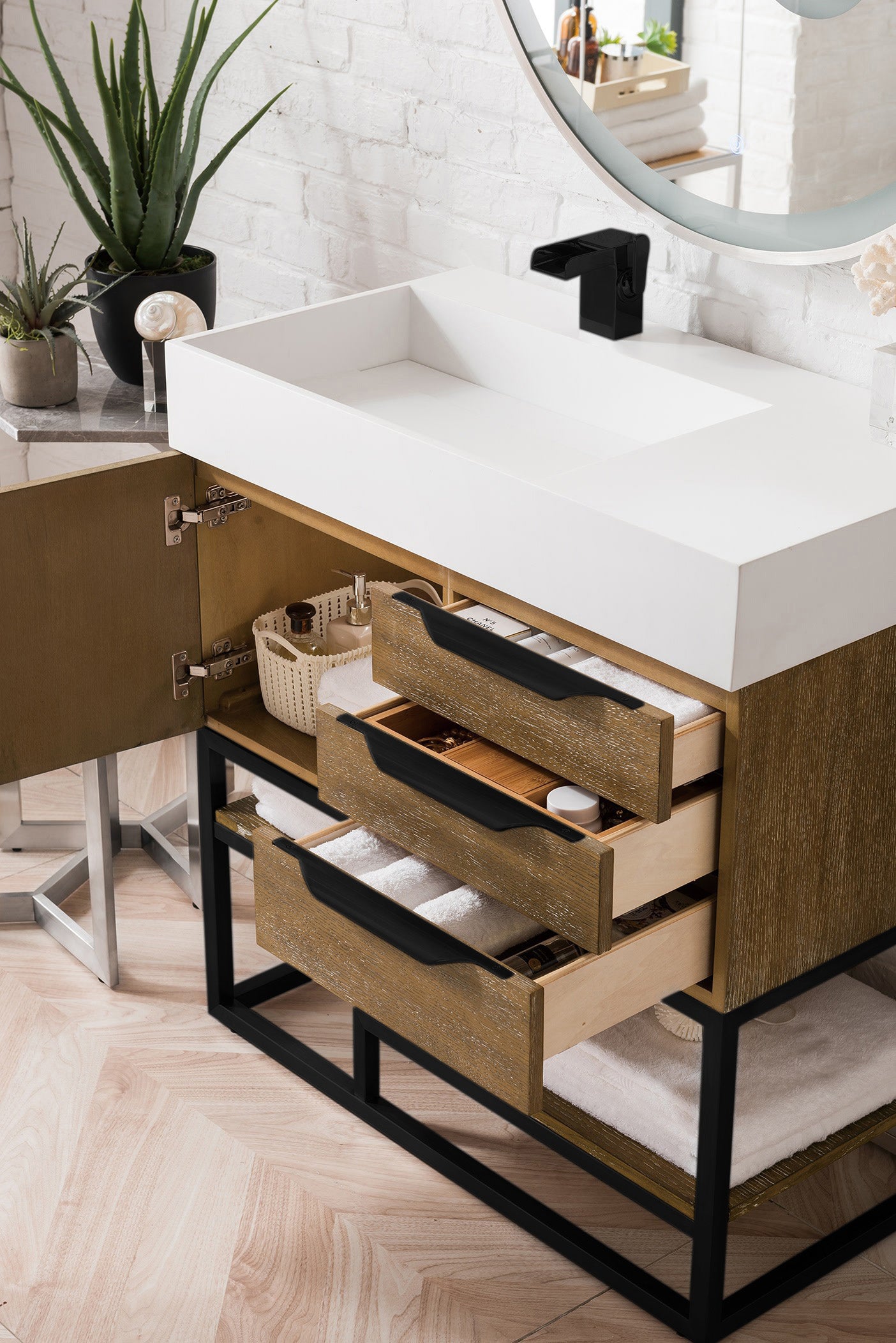 James Martin Columbia 36" Freestanding Single Vanity with Mineral Composite Stone Countertop