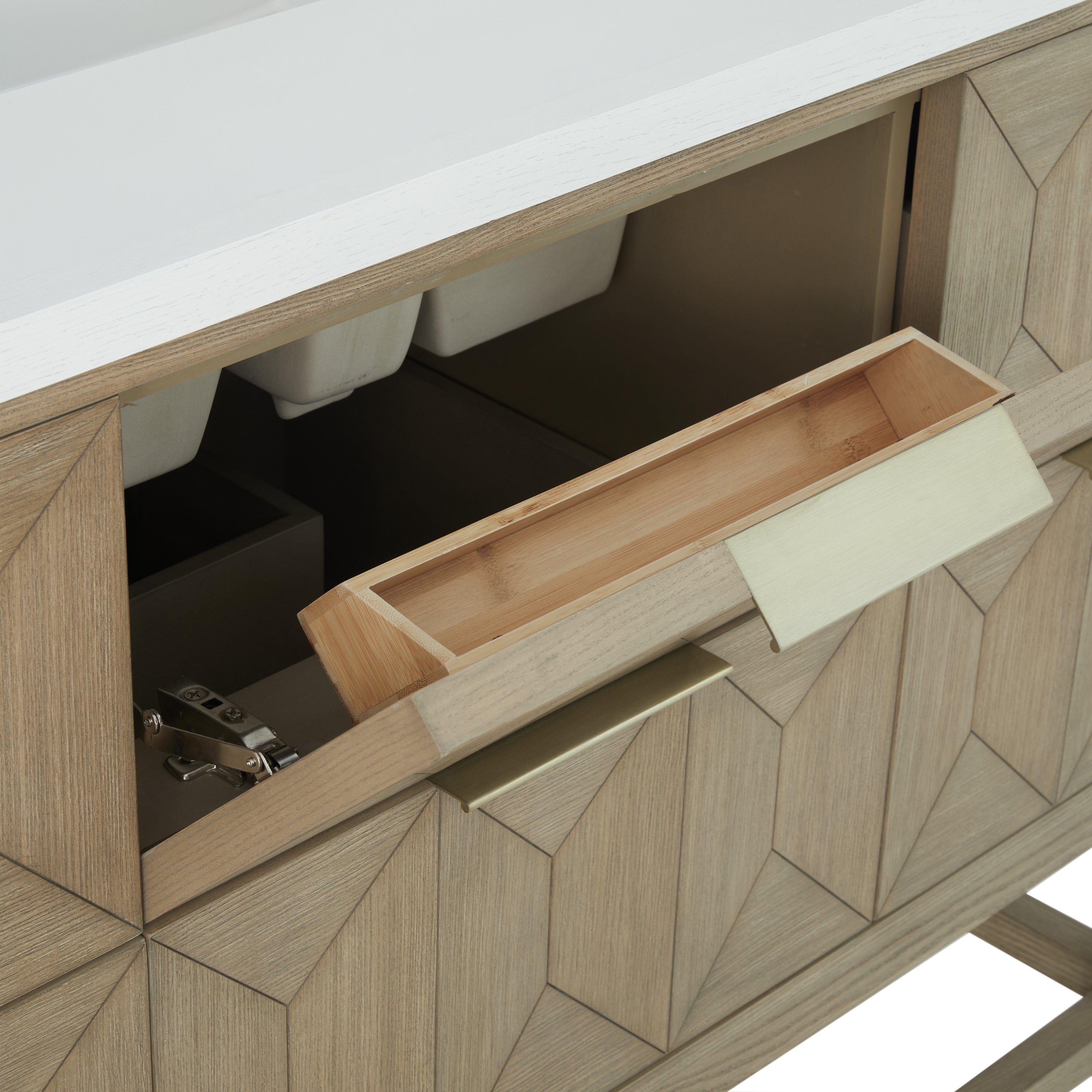 James Martin Emmeline 48" Single Vanity in Pebble Oak with 3cm Countertop