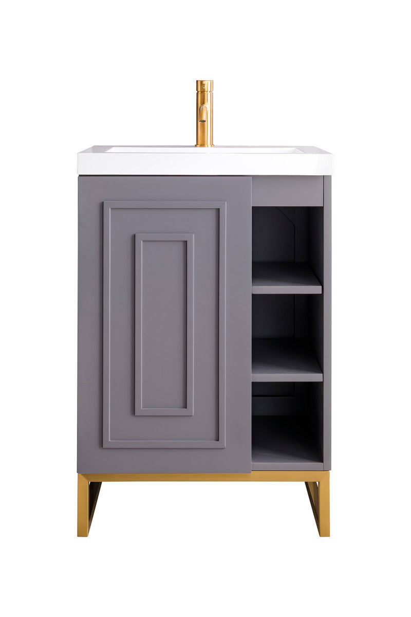 Alicante 24" Single Vanity with White Glossy Composite Stone Top