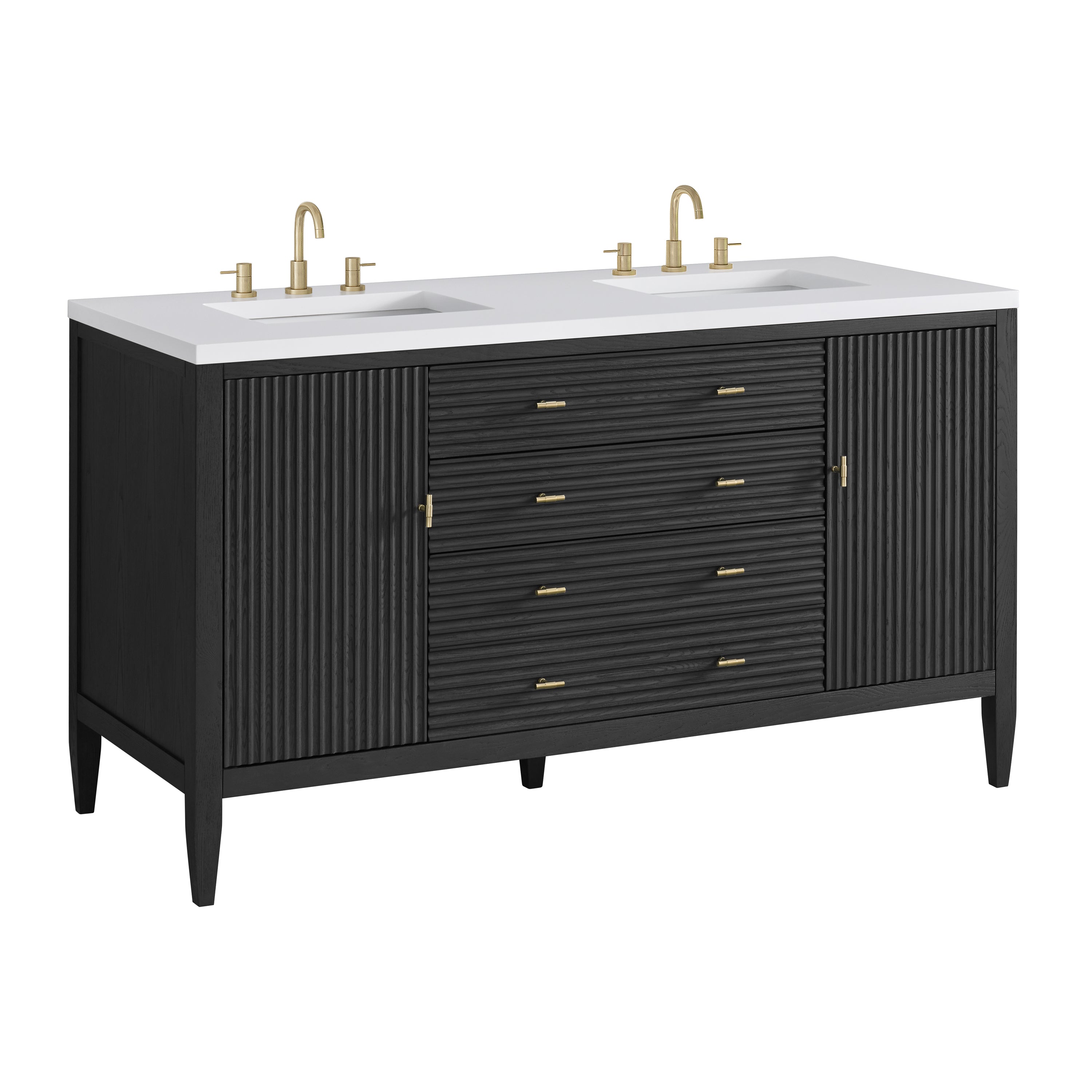 James Martin Myrrin 60" Double Vanity in Carbon Oak with 3cm Countertop