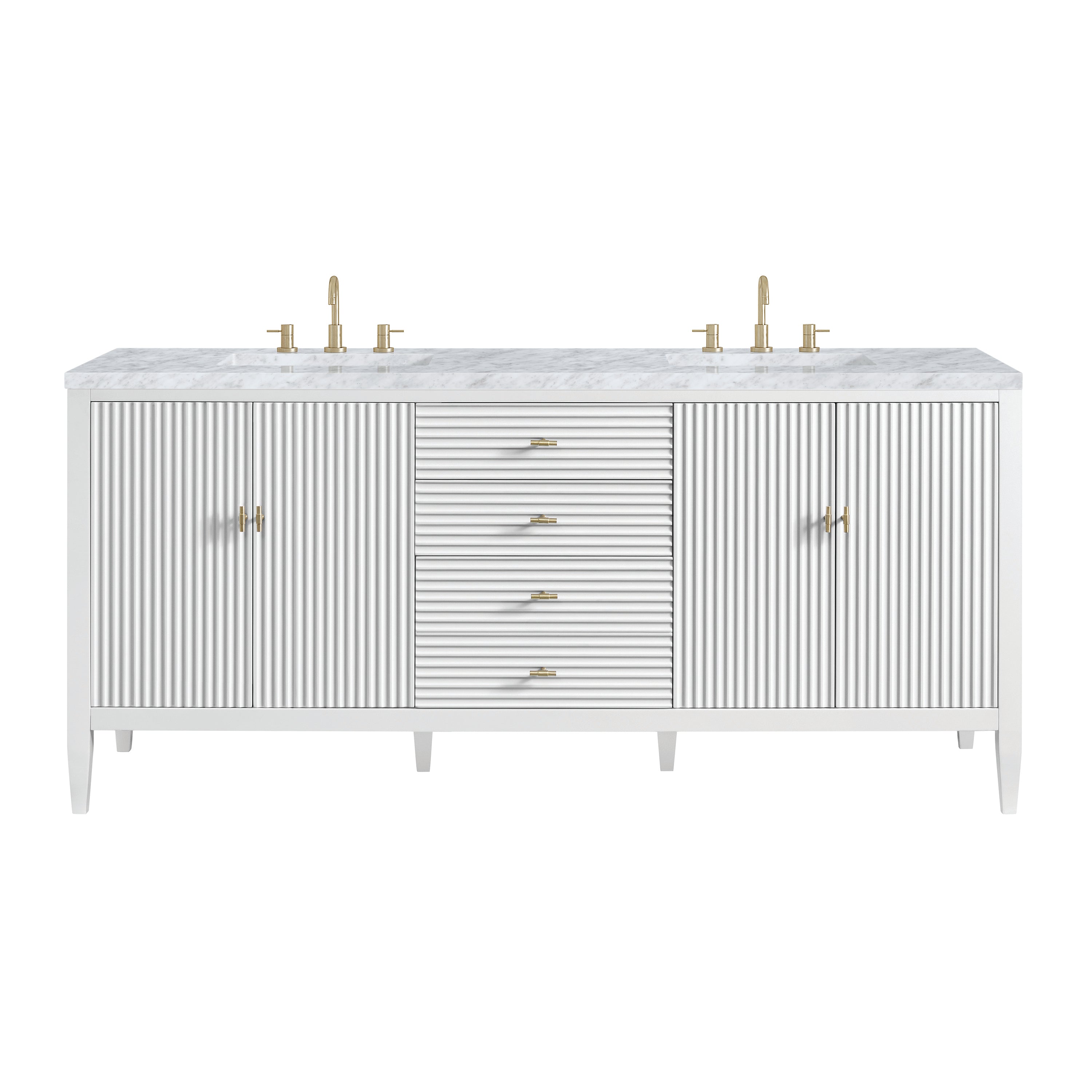James Martin Myrrin 72" Double Vanity in Bright White with 3cm Countertop