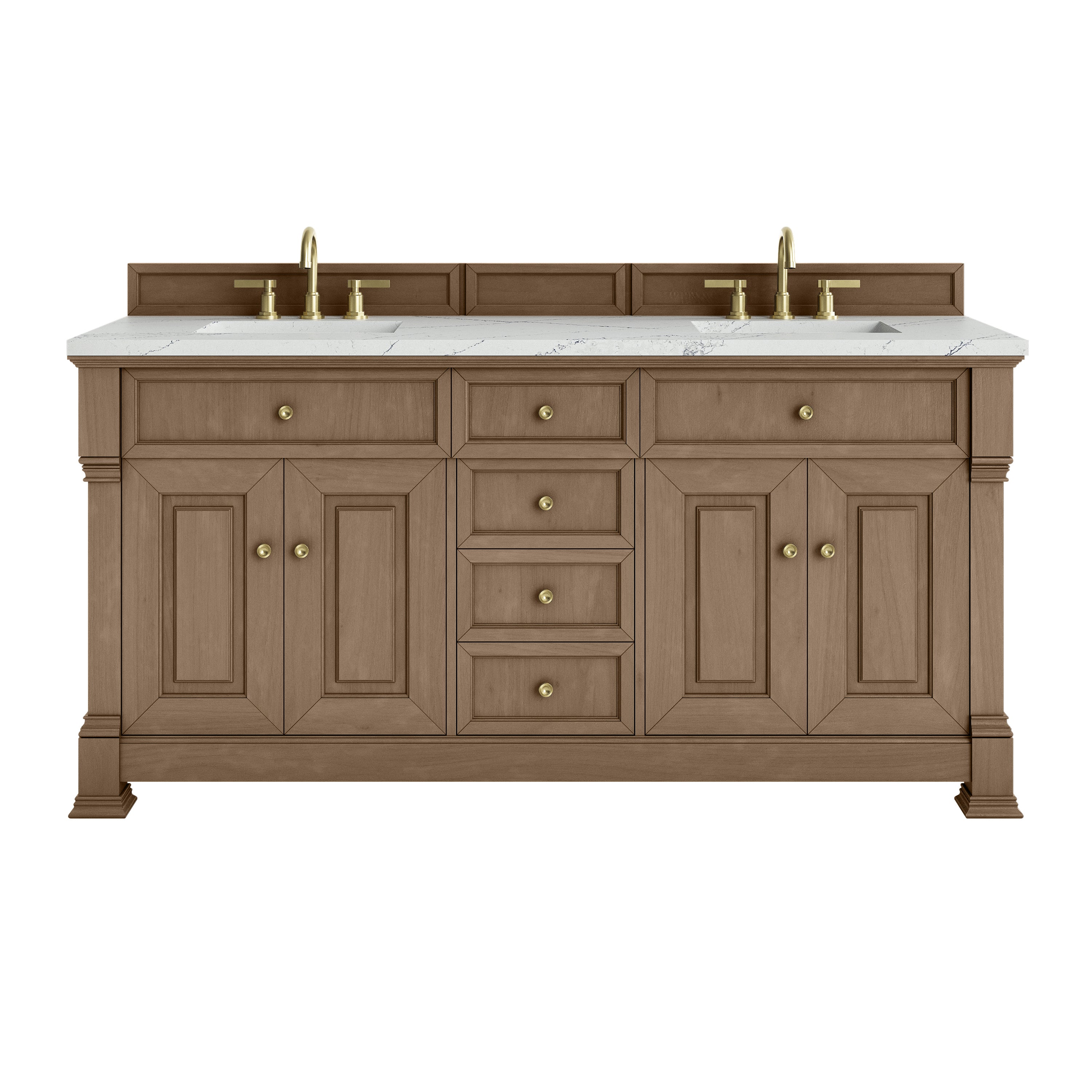 James Martin Brookfield 72" Double Vanity in Pecan with 3cm Countertop