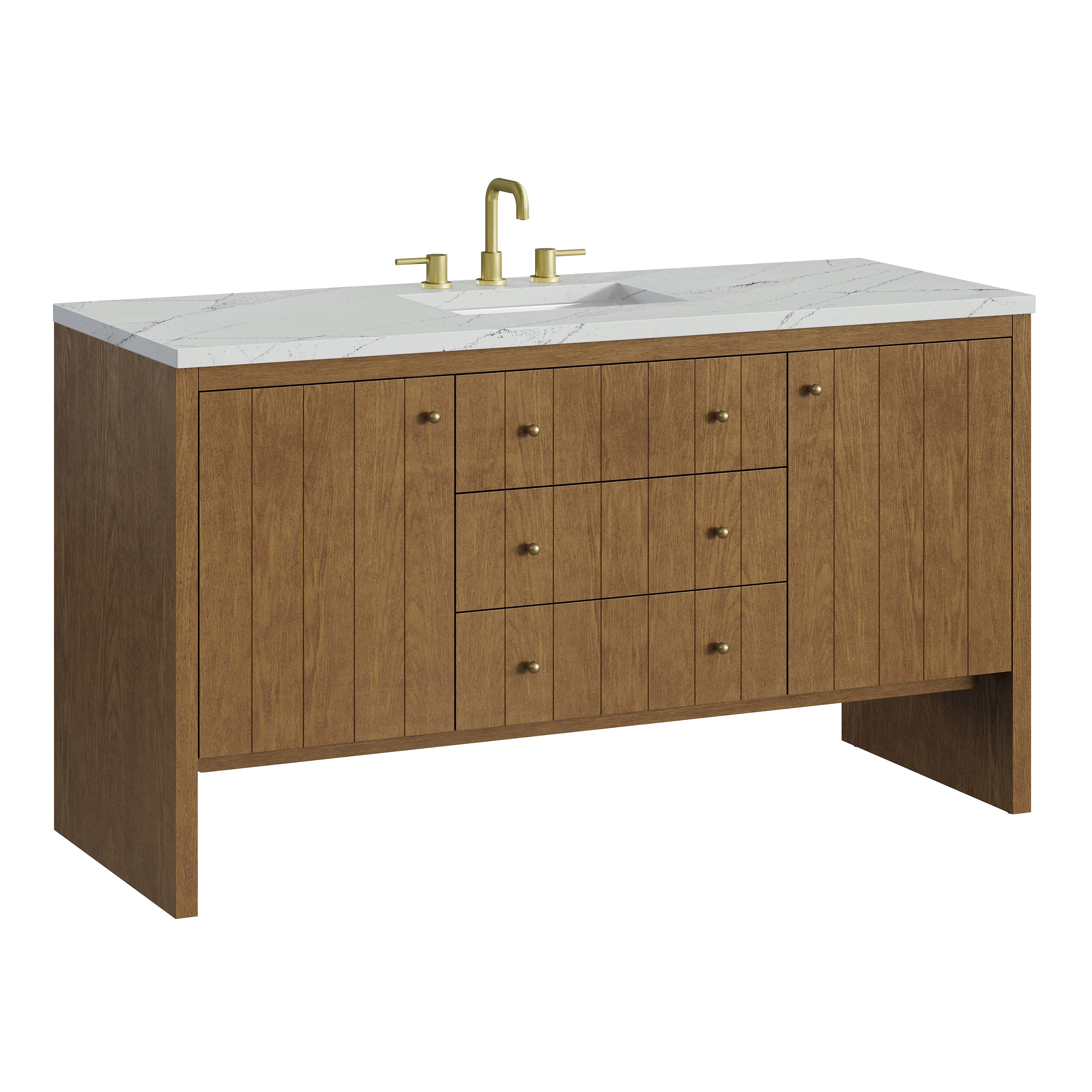 James Martin Hudson 60" Single Vanity in Honey Oak with 3cm Countertop and FreePower Wireless Charger