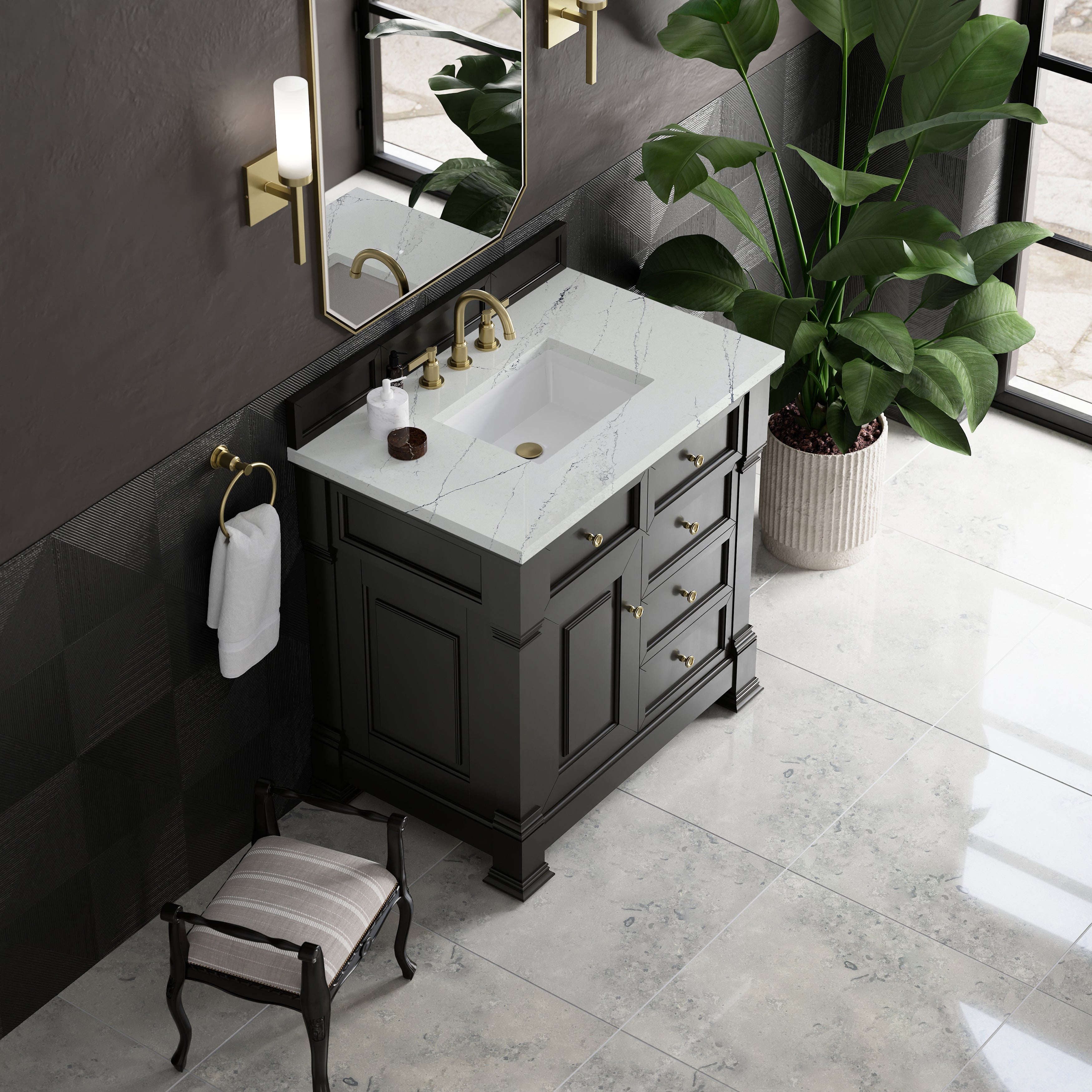 James Martin Brookfield 36" Single Vanity in Black Onyx with 3cm Countertop