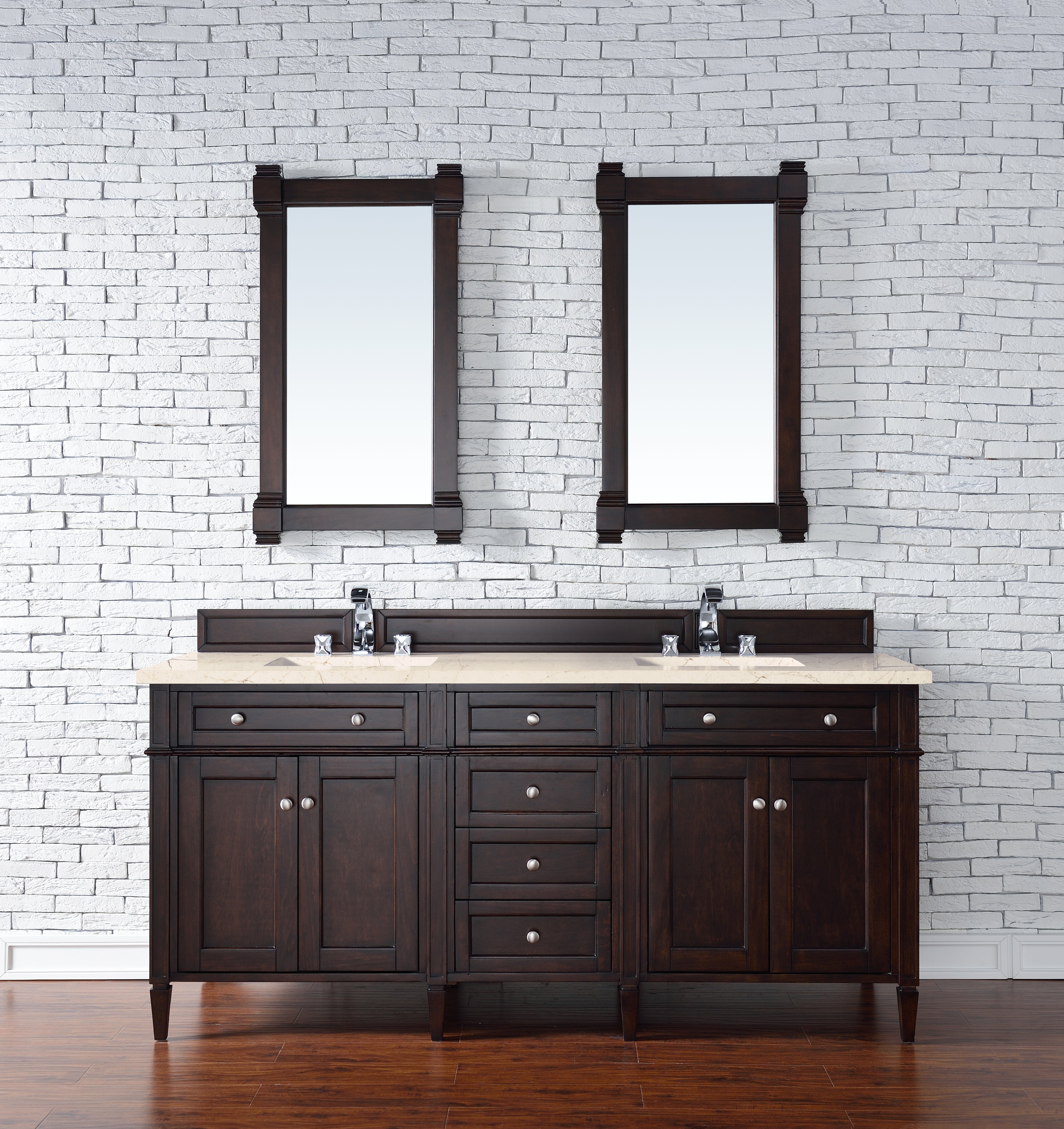 James Martin Brittany 72" Double Vanity in Burnished Mahogany with 3cm Countertop
