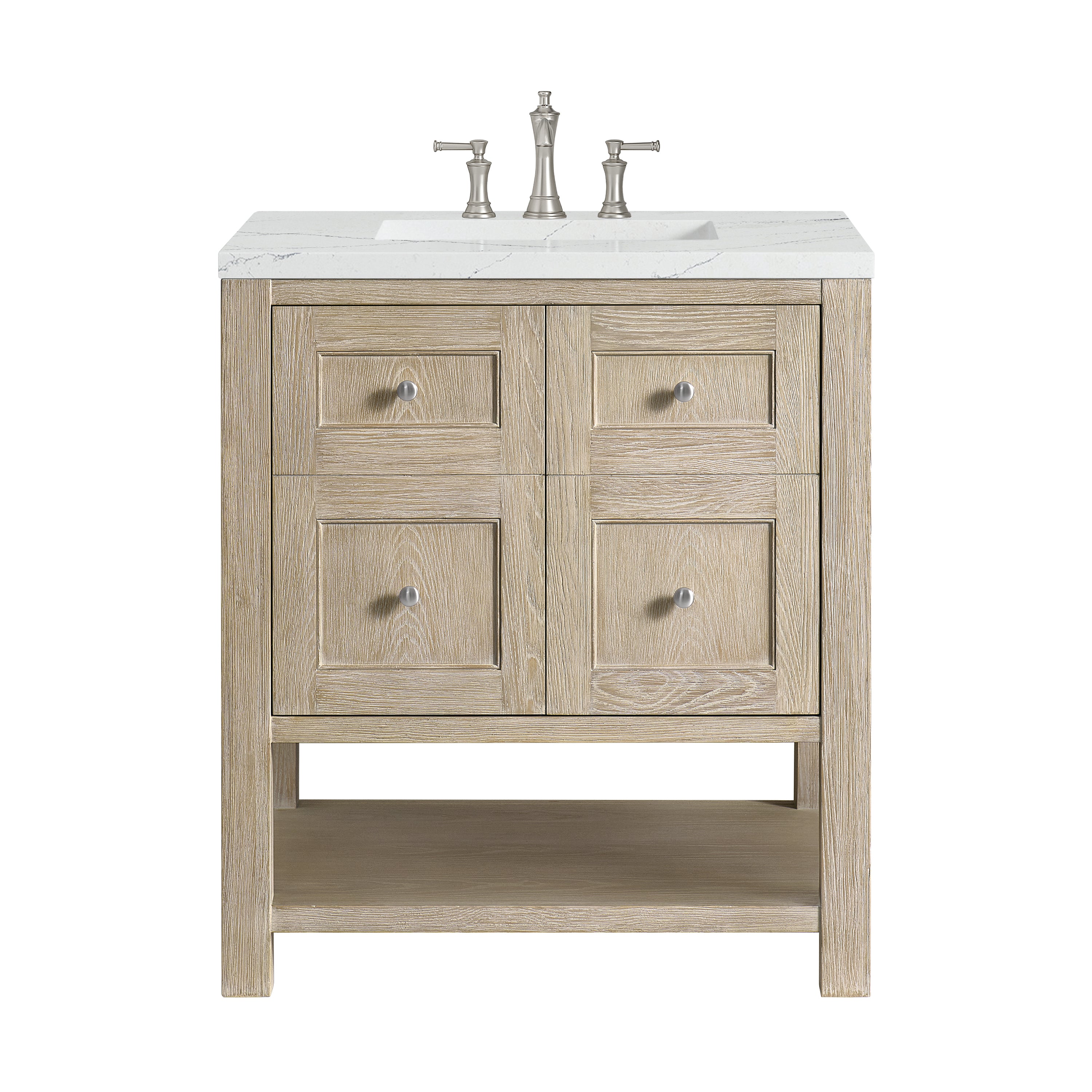 James Martin Breckenridge 30" Single Vanity in Whitewashed Oak with 3cm Countertop