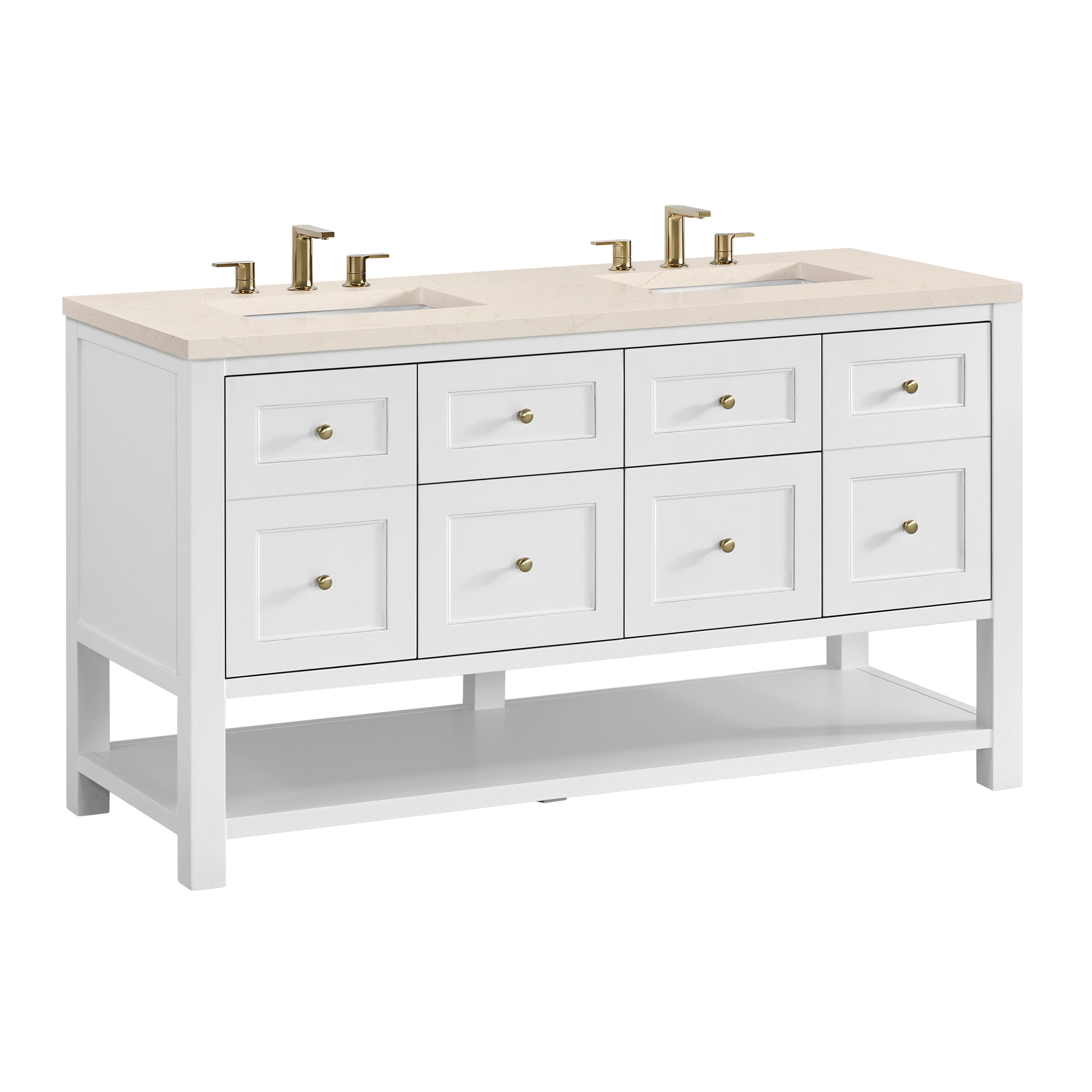 James Martin Breckenridge 60" Double Vanity in Bright White with 3cm Countertop