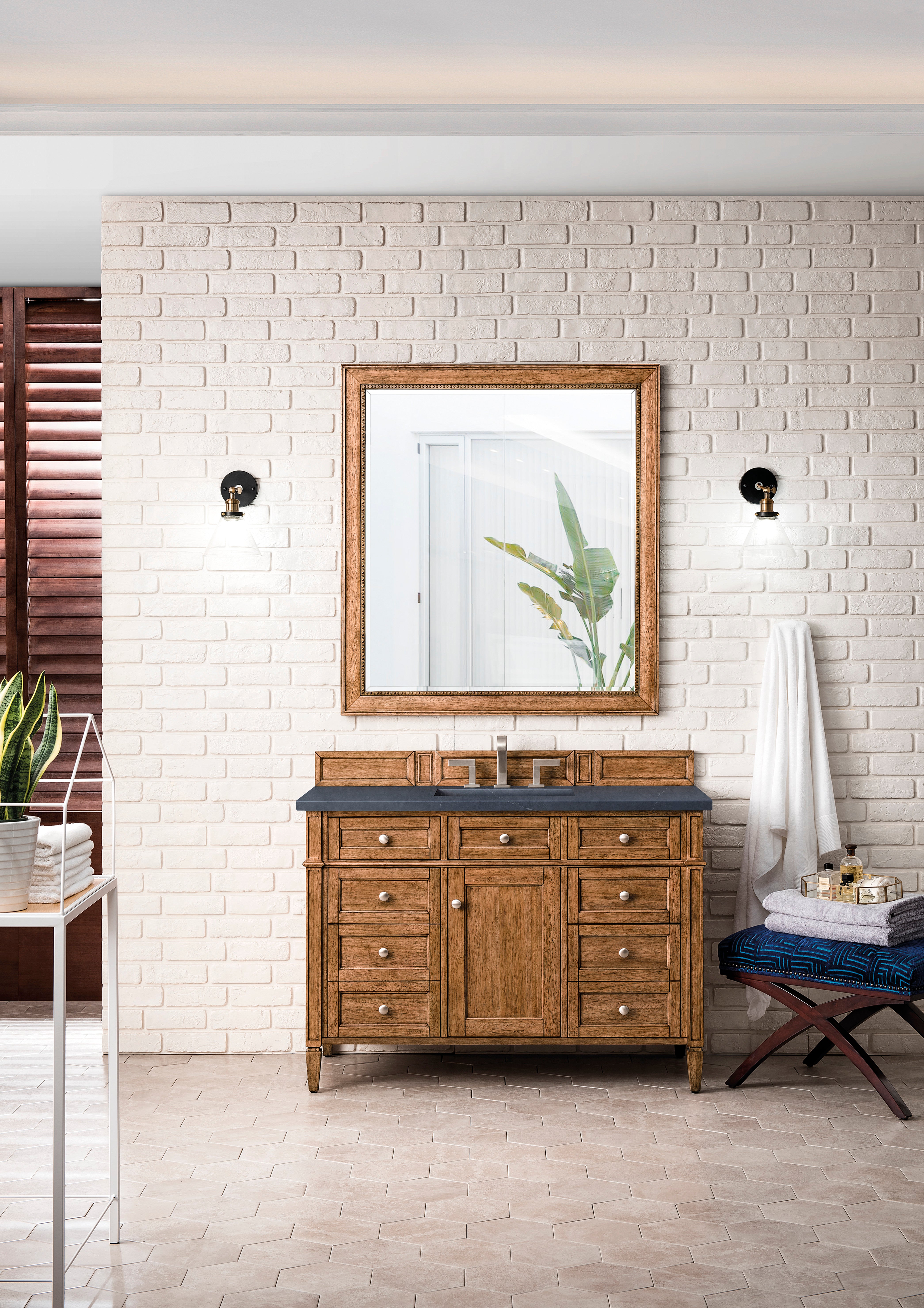 James Martin Brittany 48" Single Vanity in Saddle Brown with with 3cm Countertop