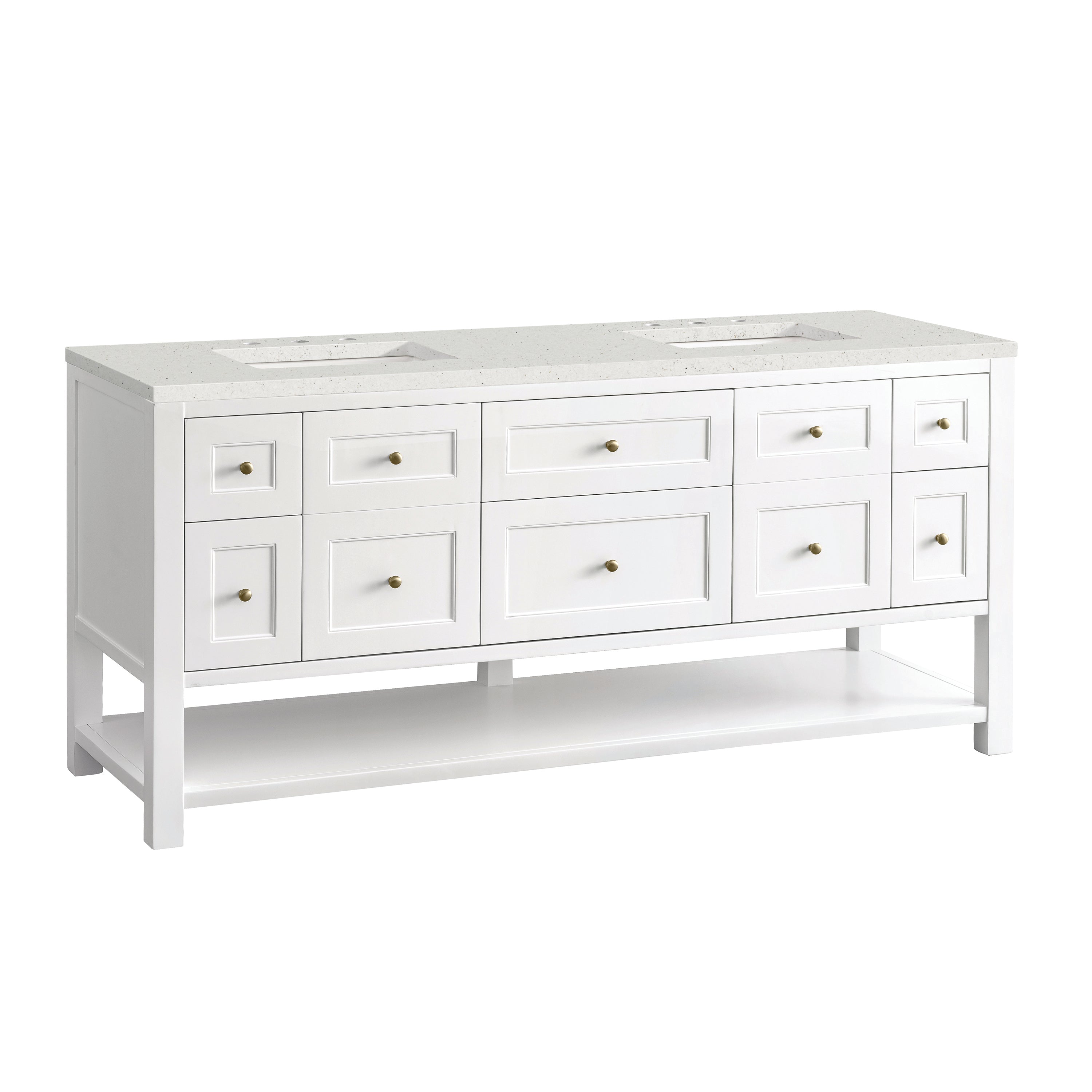 James Martin Breckenridge 72" Double Vanity in Bright White with 3cm Countertop