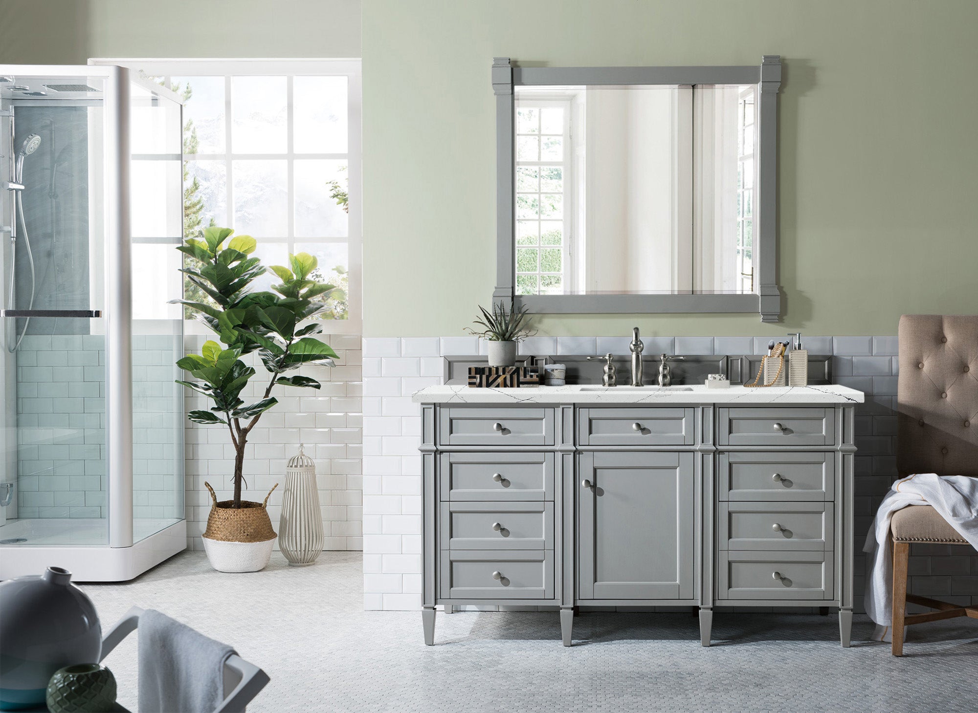 James Martin Brittany 60" Single Vanity in Urban Gray with 3cm Countertop
