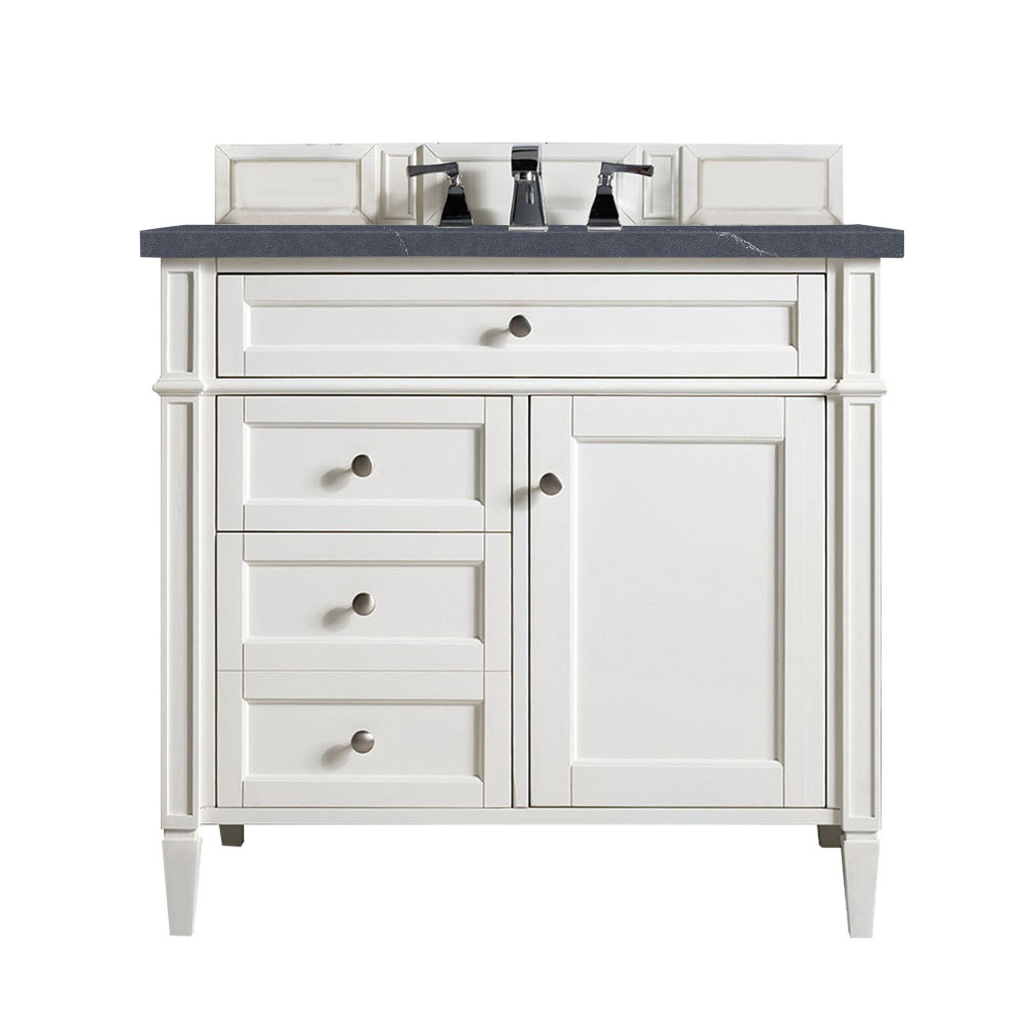 James Martin Brittany 36" Single Vanity in Bright White with 3cm Countertop