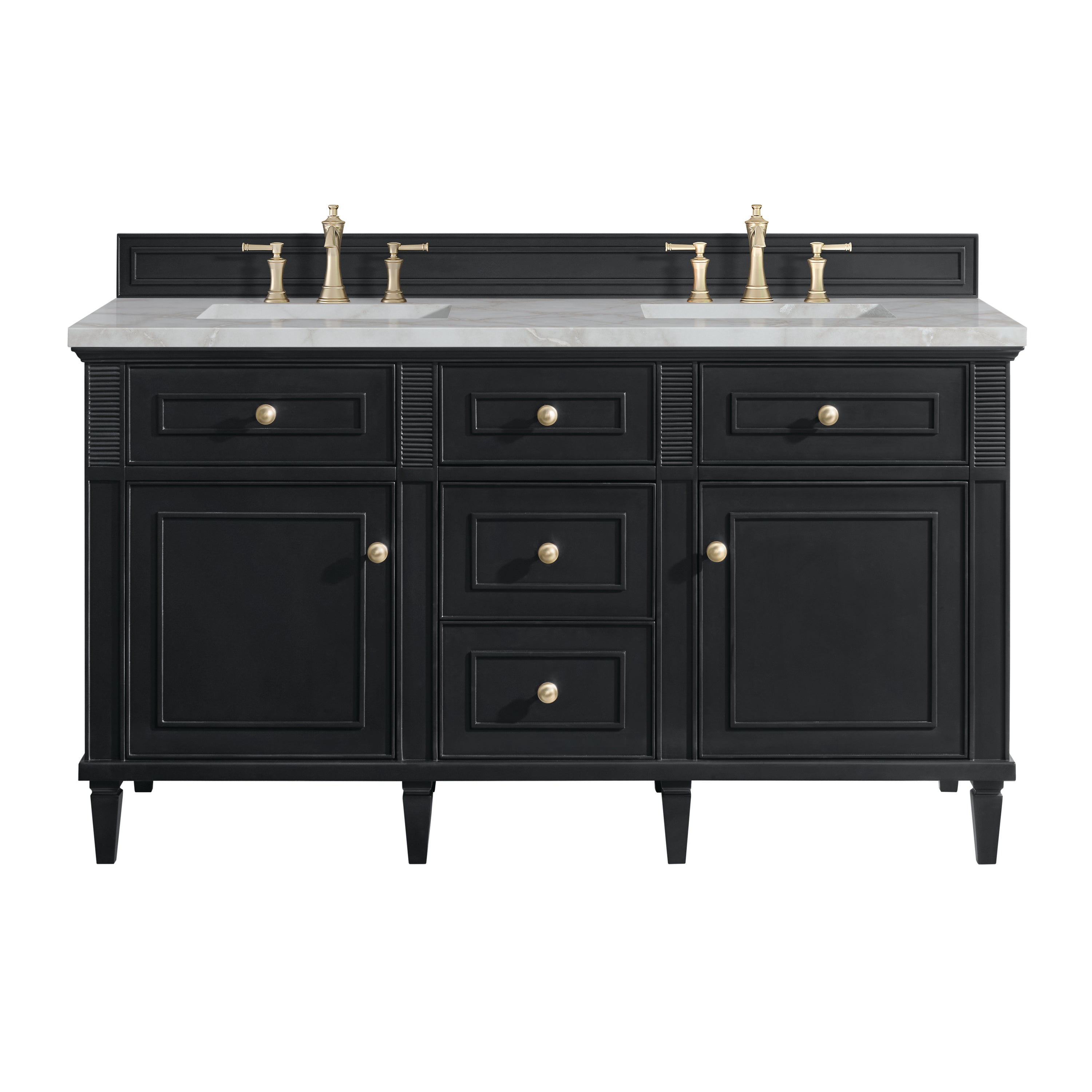 James Martin Lorelai 60" Double Vanity in Black Onyx with 3cm Countertop