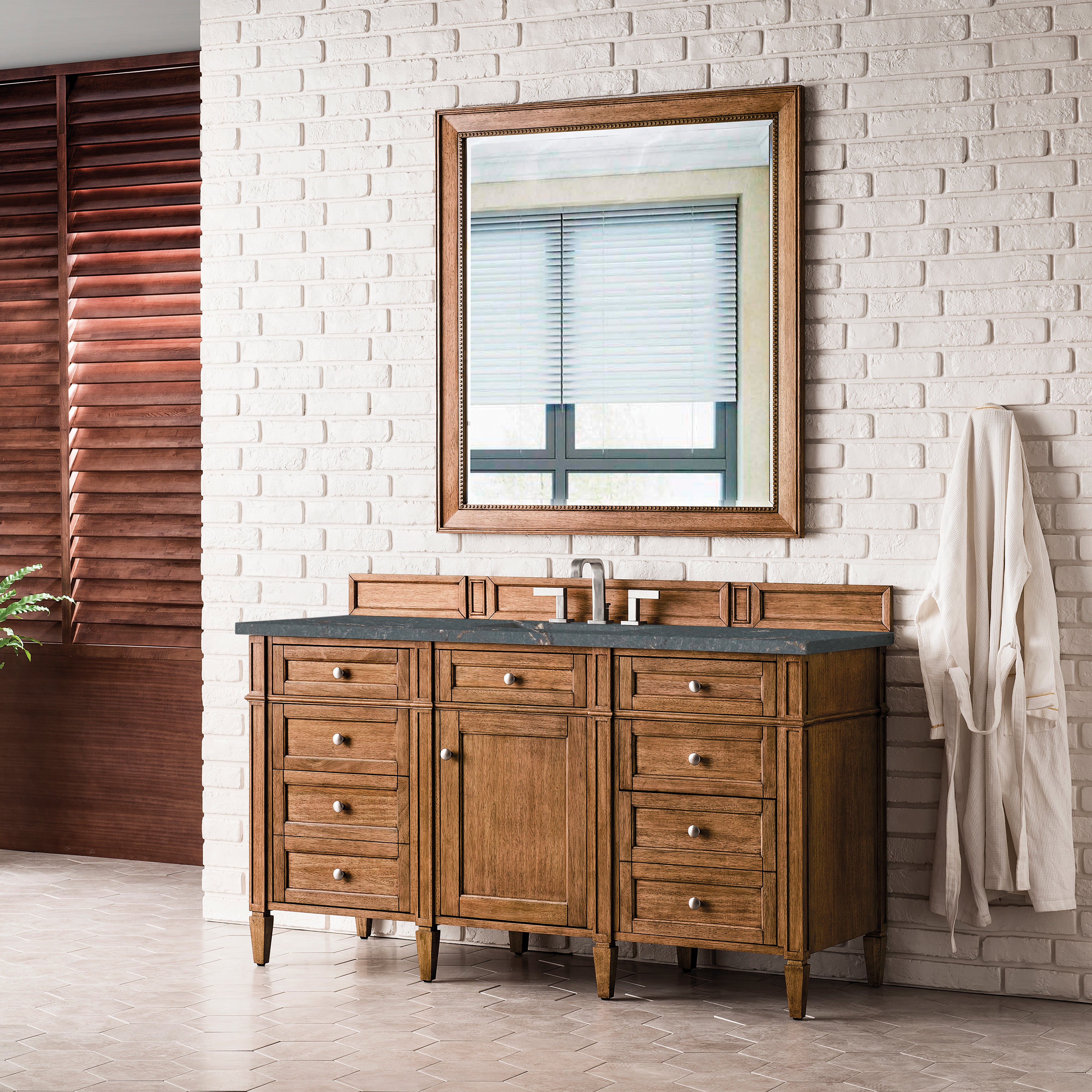 James Martin Brittany 60" Single Vanity in Saddle Brown with 3cm Countertop
