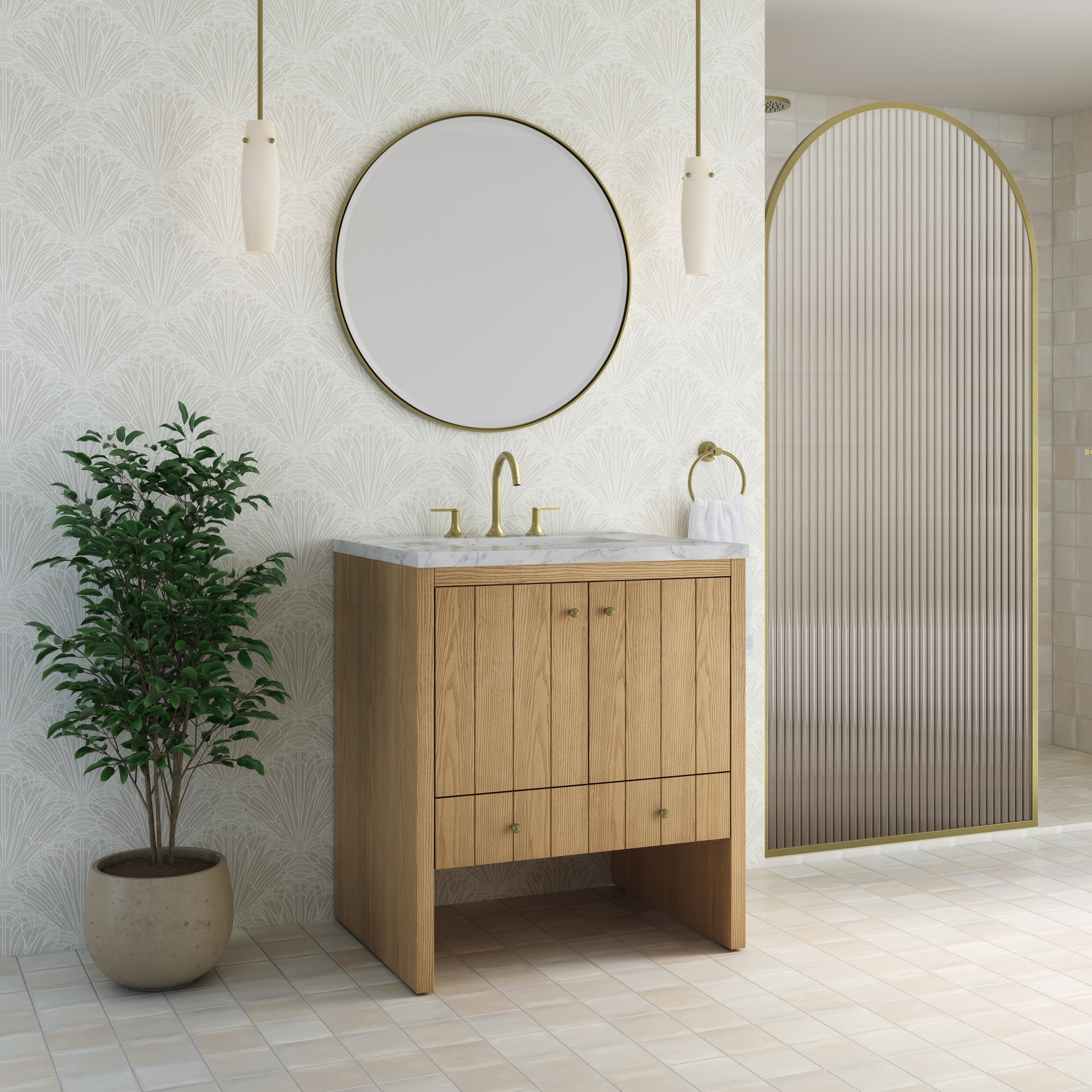 James Martin Hudson 30" Single Vanity in Light Natural Oak with 3cm Countertop