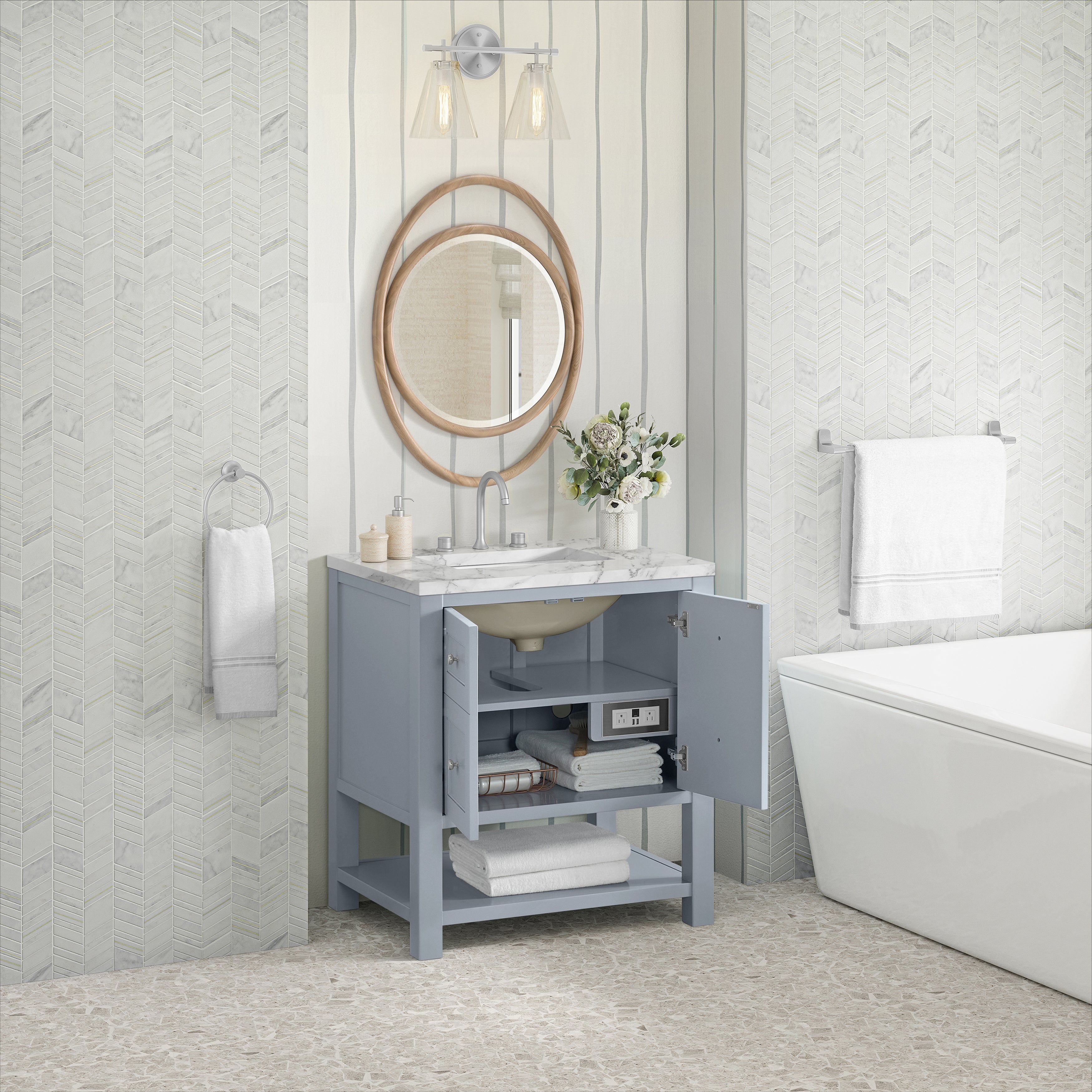 James Martin Breckenridge 30" Single in Serenity Blue with 3cm Countertop