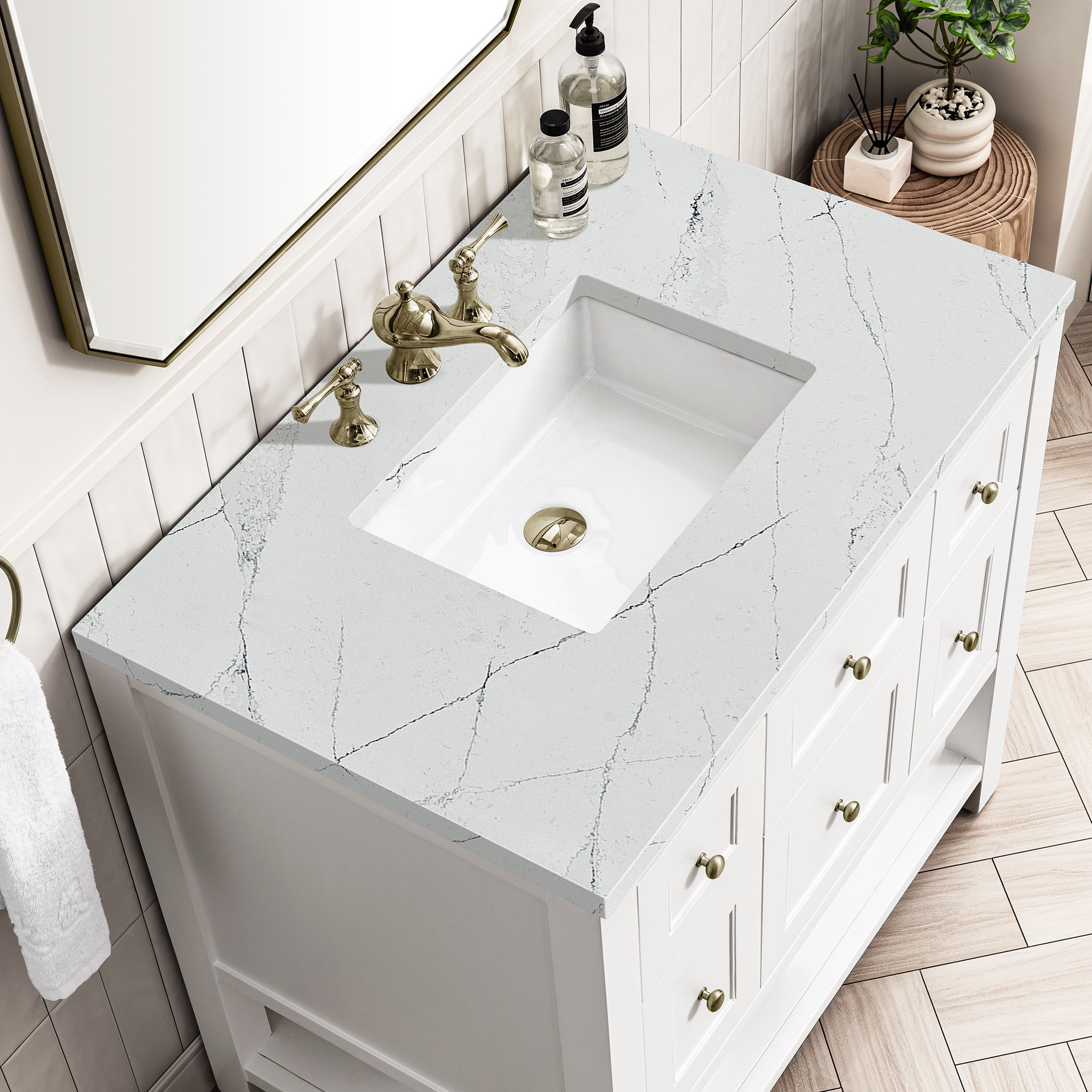 James Martin Breckenridge 36" Single Vanity in Bright White with 3cm Countertop