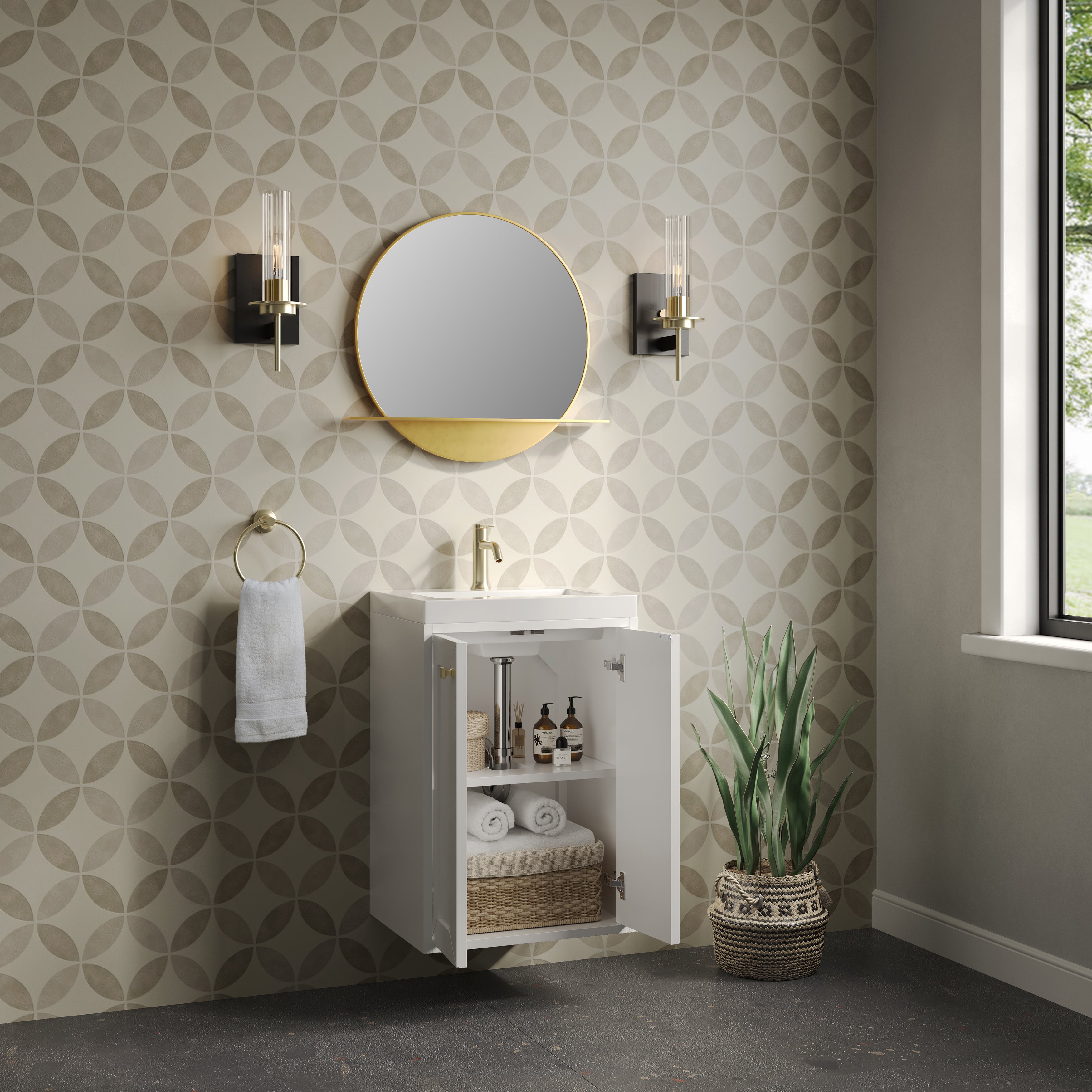 James Martin Chianti 20" Single Vanity in Glossy White with White Glossy Composite Stone Top