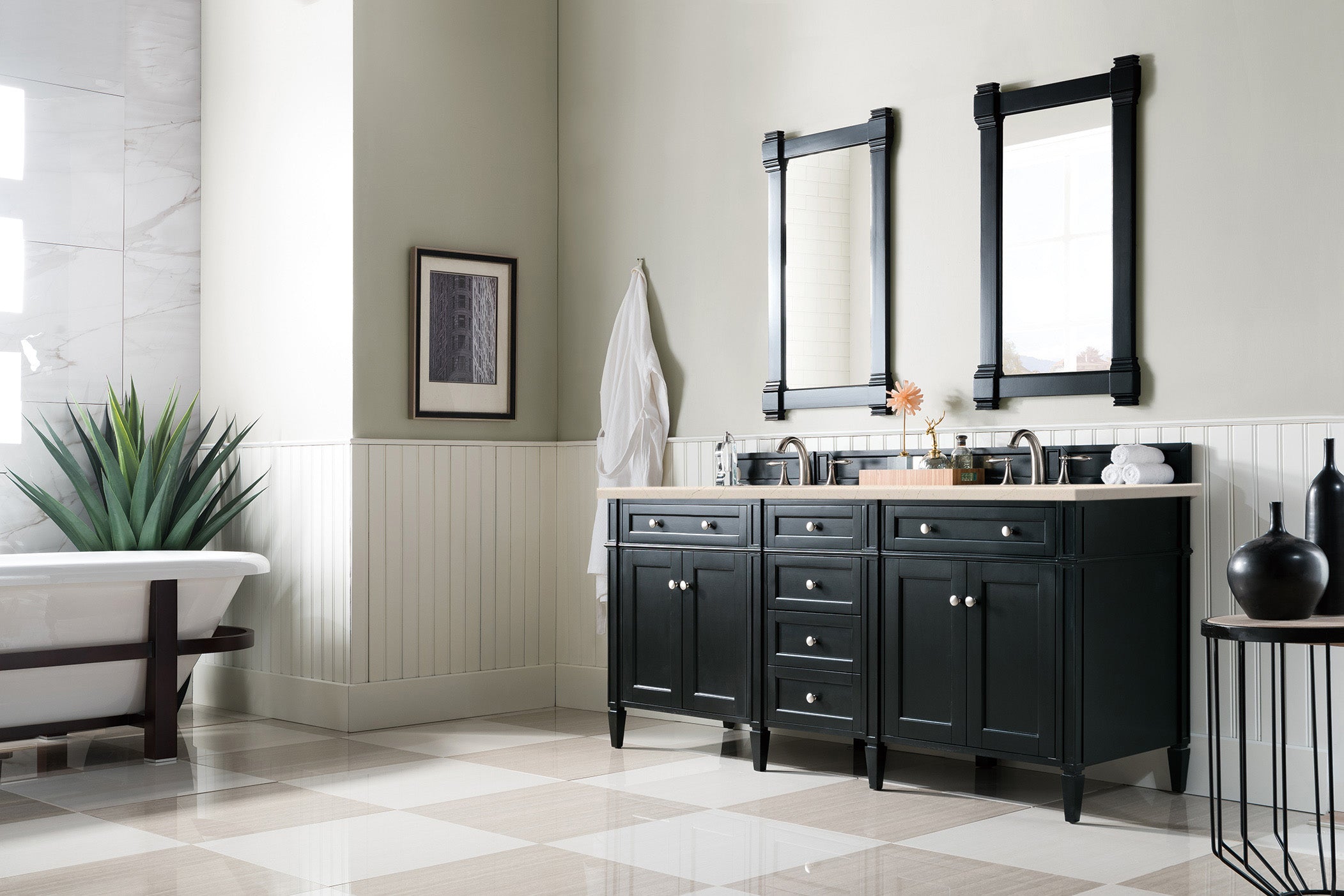 James Martin Brittany 72" Double Vanity in Black Onyx with 3cm Countertop