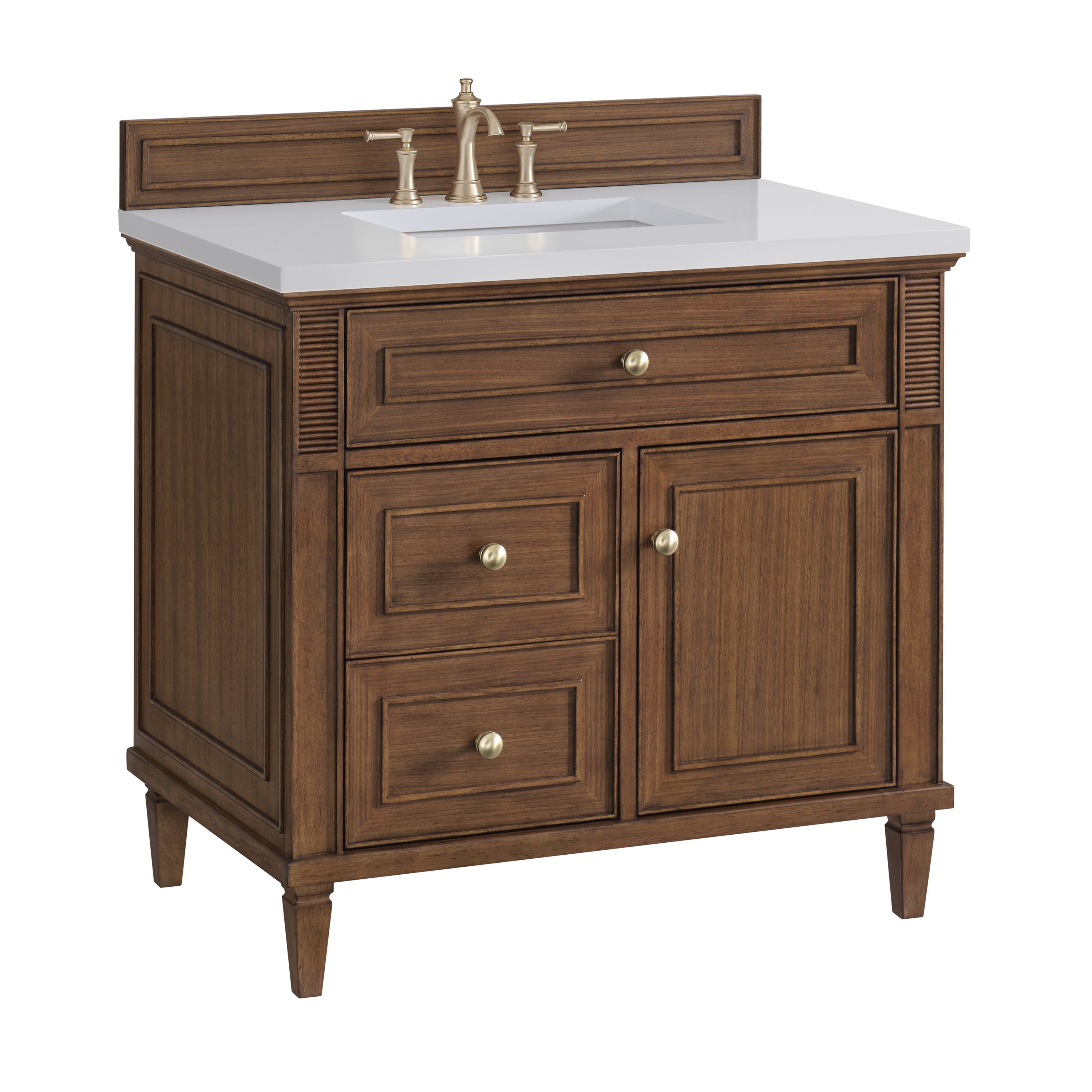 James Martin Lorelai 36" Single Vanity in Mid-Century Walnut with 3cm Countertop
