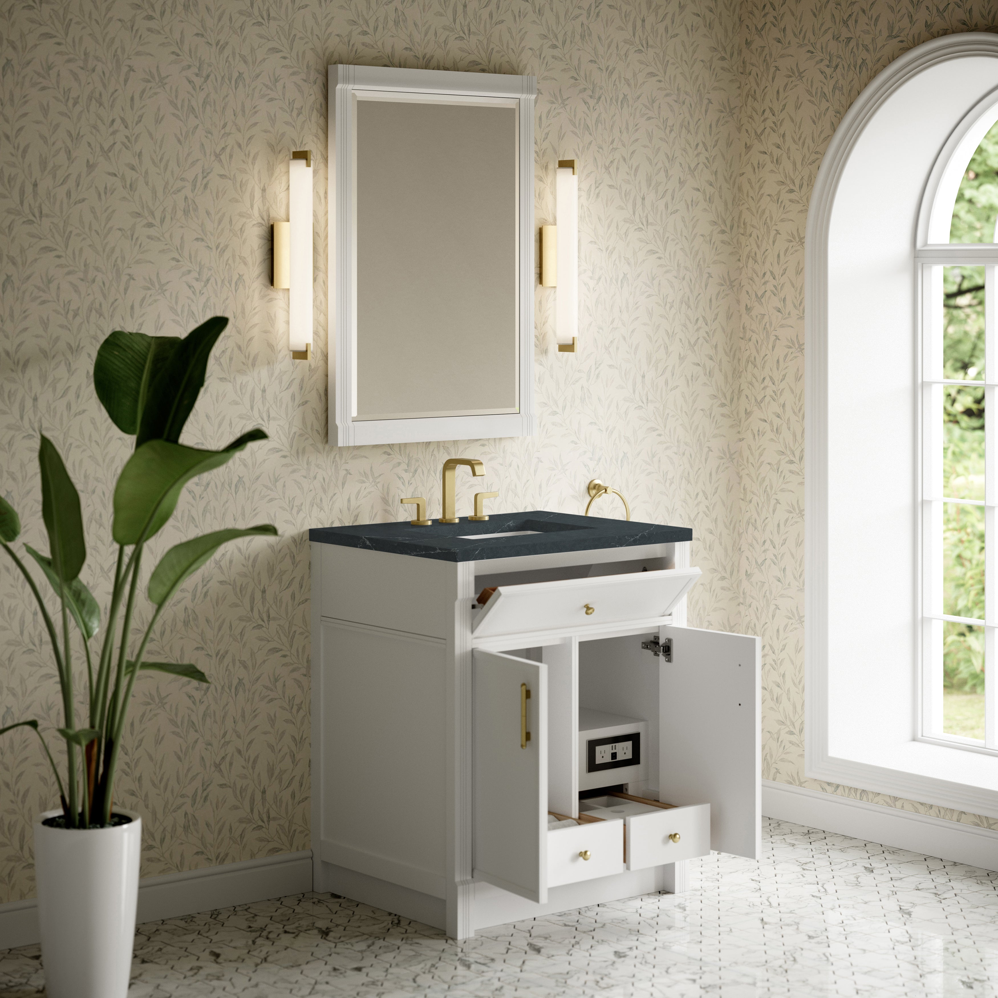 James Martin Bellshire 30" Single Vanity in Bright White with 3cm Countertop