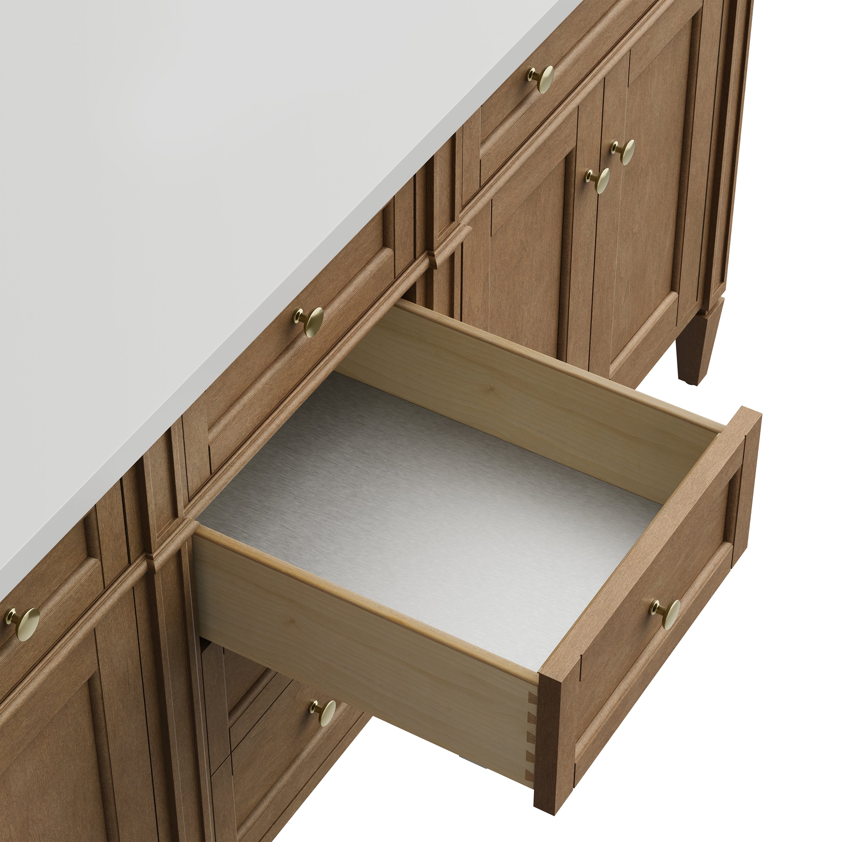 James Martin Brittany 72" Double Vanity in Pecan with 3cm Countertop and FreePower Wireless Charger