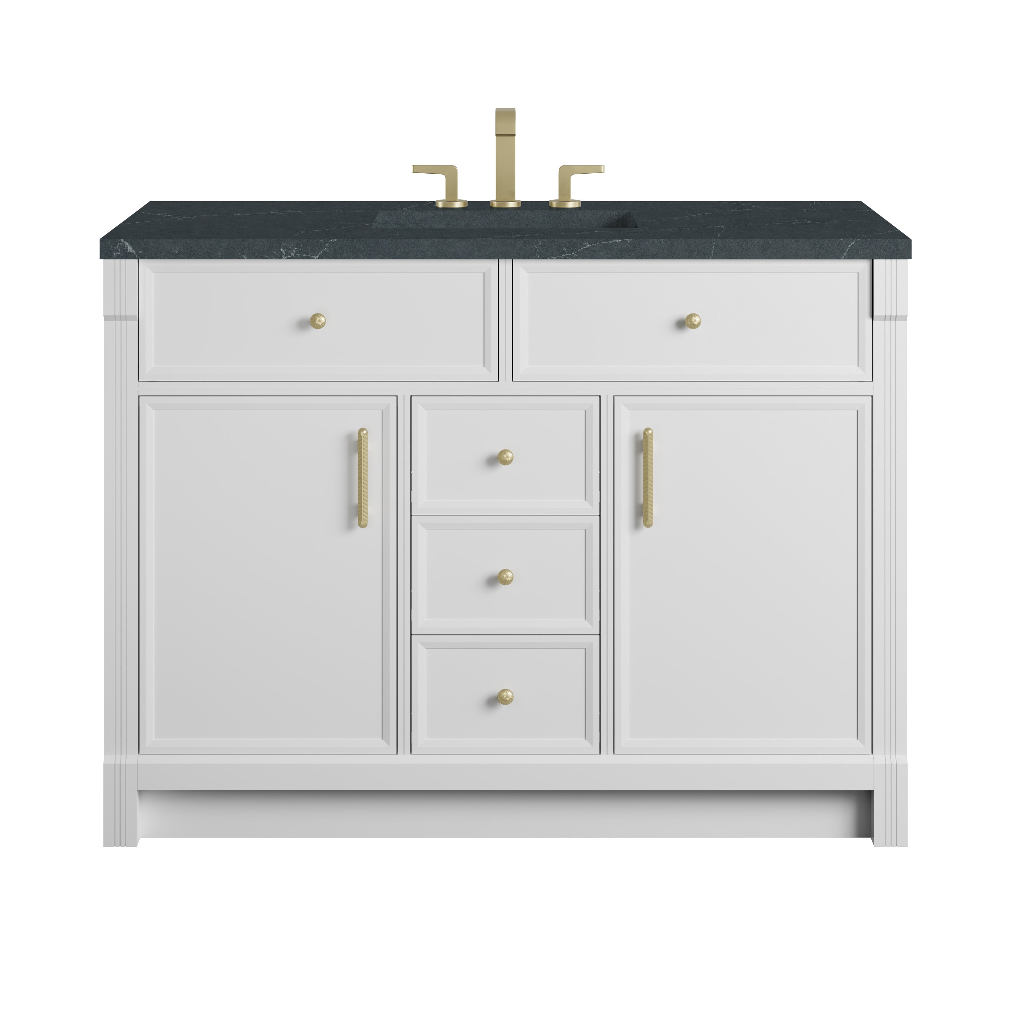 James Martin Bellshire 48" Single Vanity in Bright White with 3cm Countertop