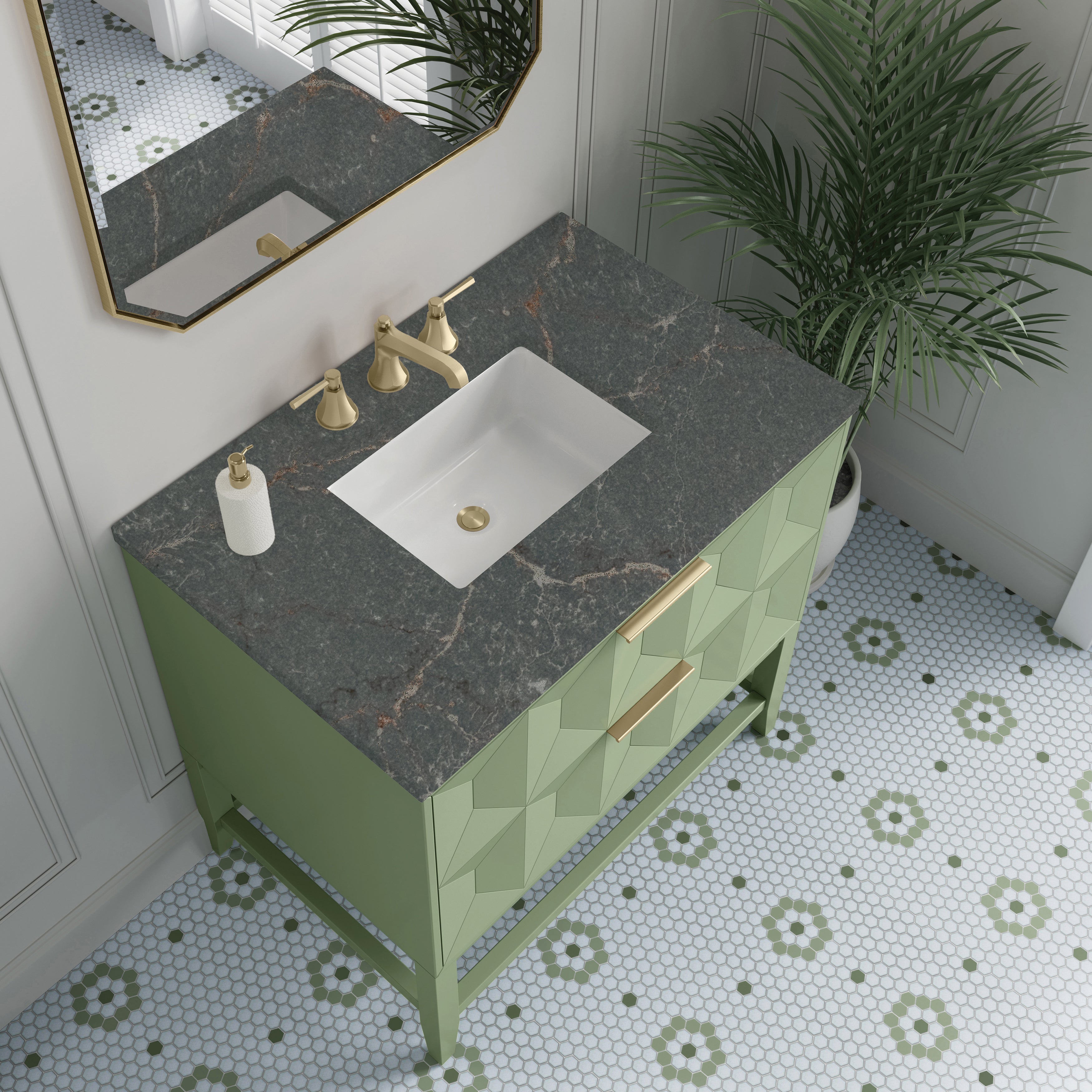 James Martin Emmeline 36" Single Vanity in Pistachio with 3cm Countertop