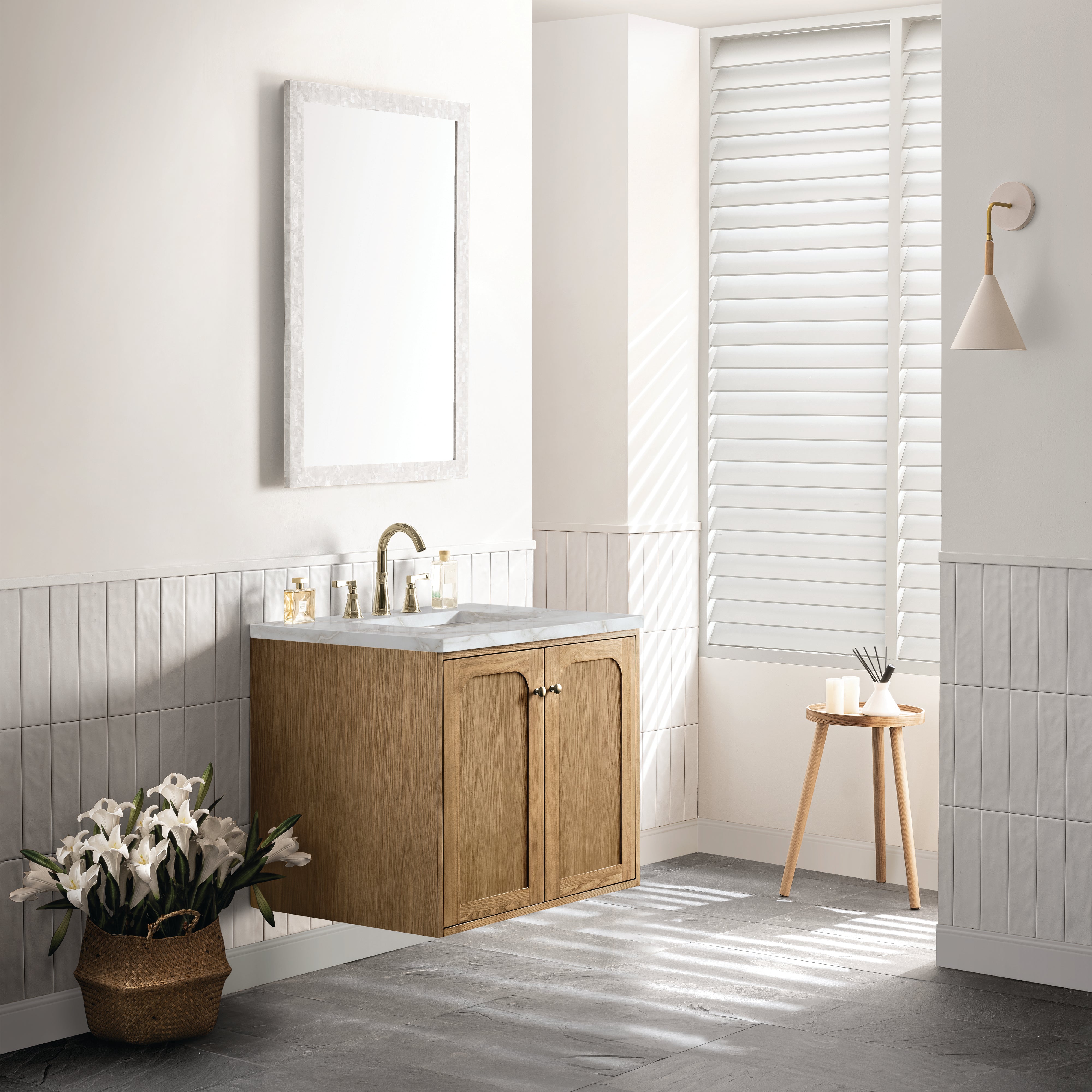 James Martin Laurent 30" Single Vanity in Light Natural Oak with 3cm Countertop