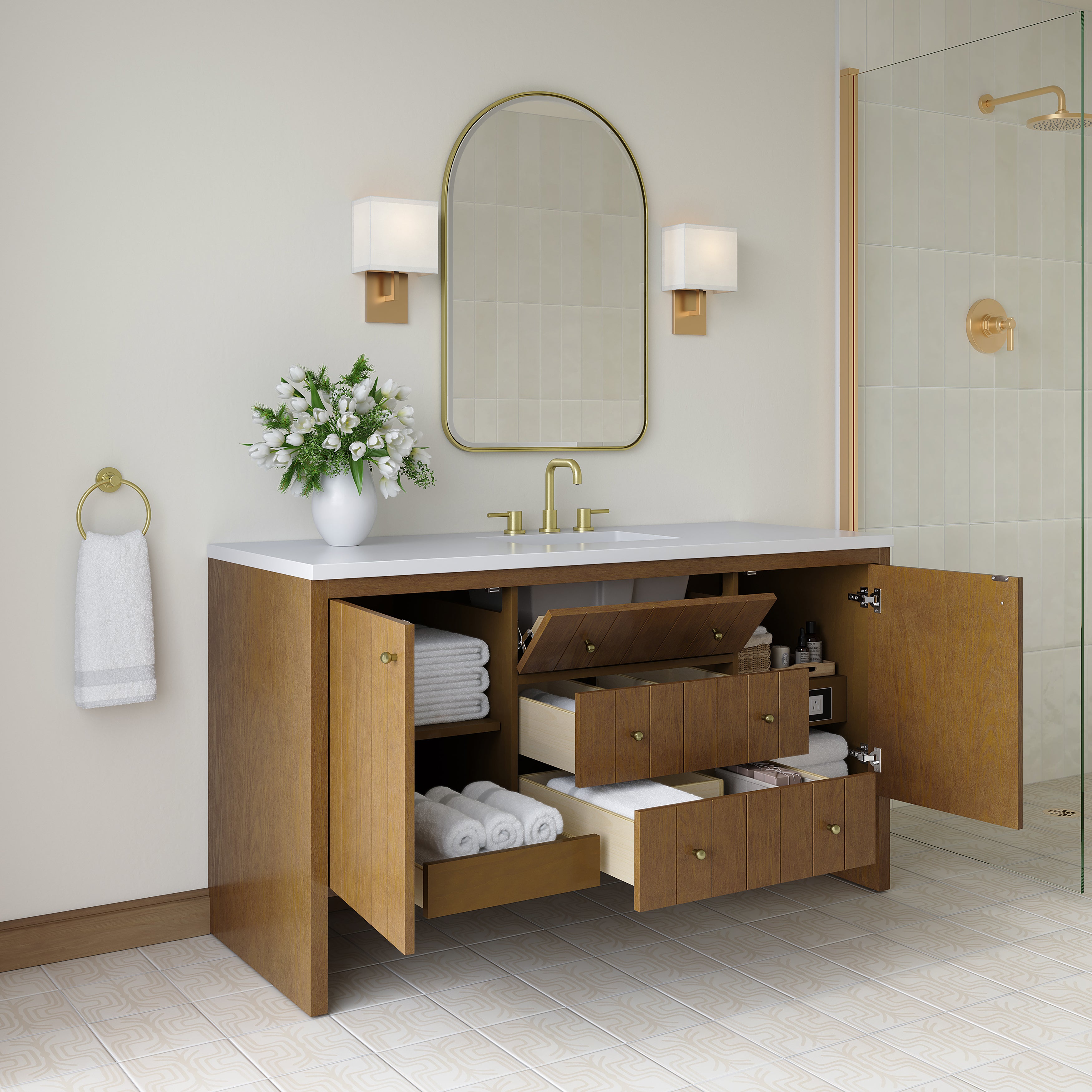James Martin Hudson 60" Single Vanity in Honey Oak with 3cm Countertop