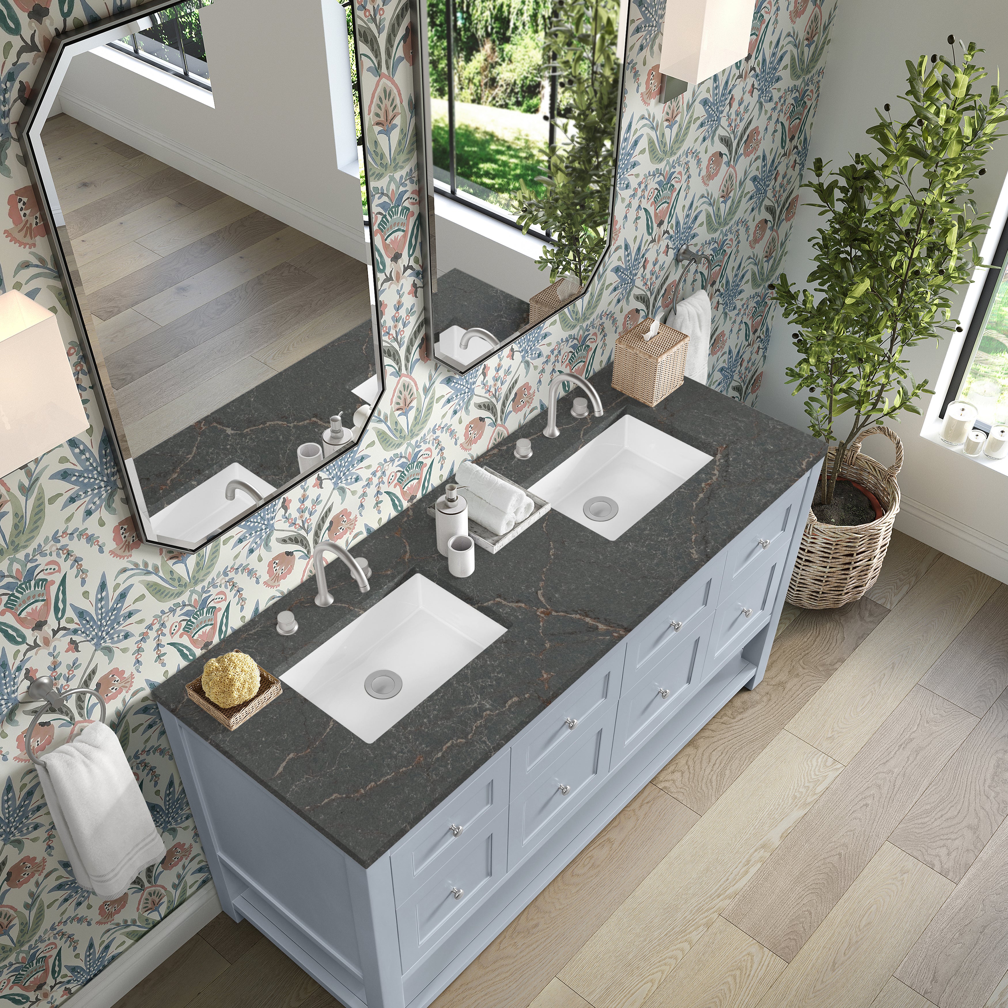 James Martin Breckenridge 60" Double Vanity in Serenity Blue with 3cm Countertop