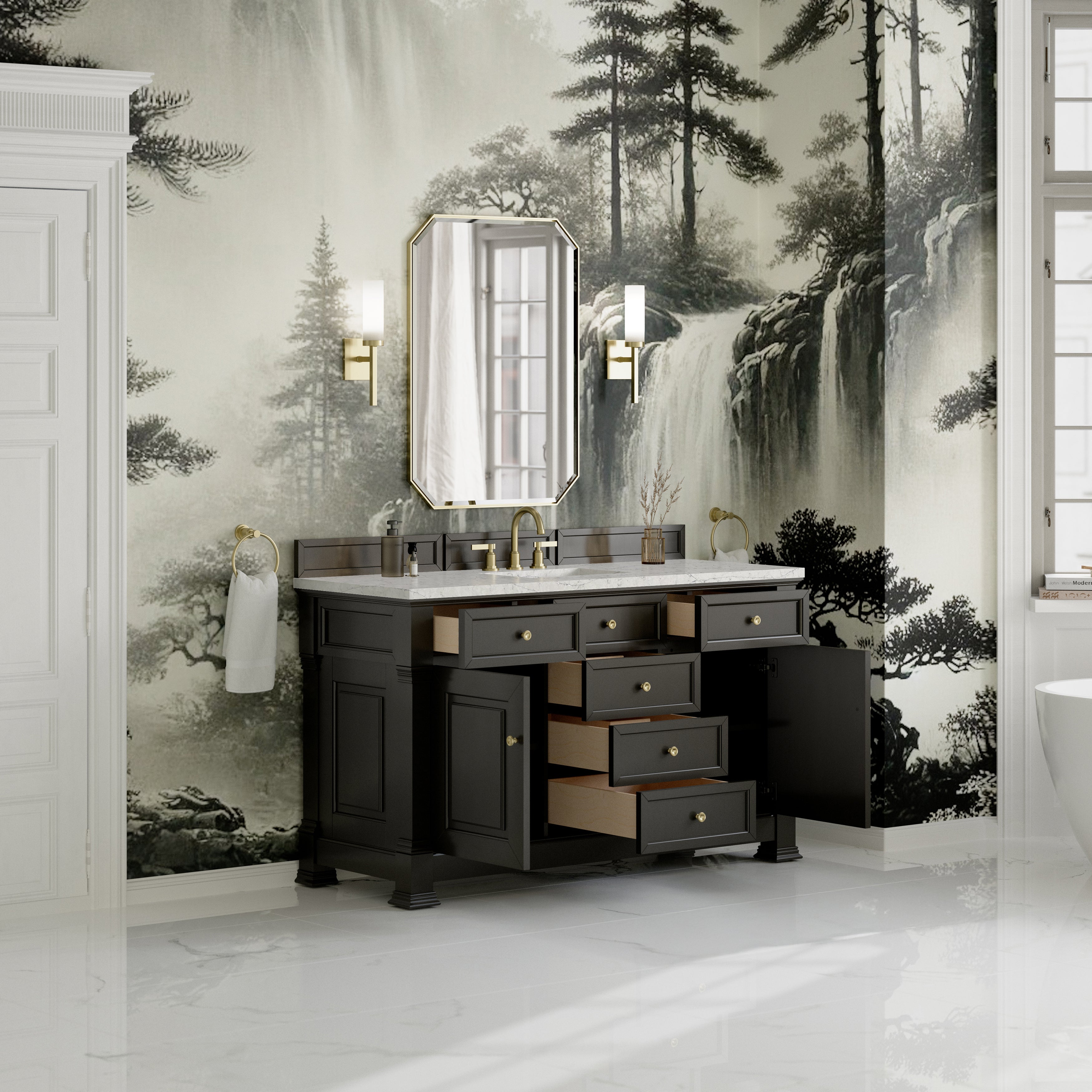 James Martin Brookfield 60" Single Vanity in Black Onyx with 3cm Countertop