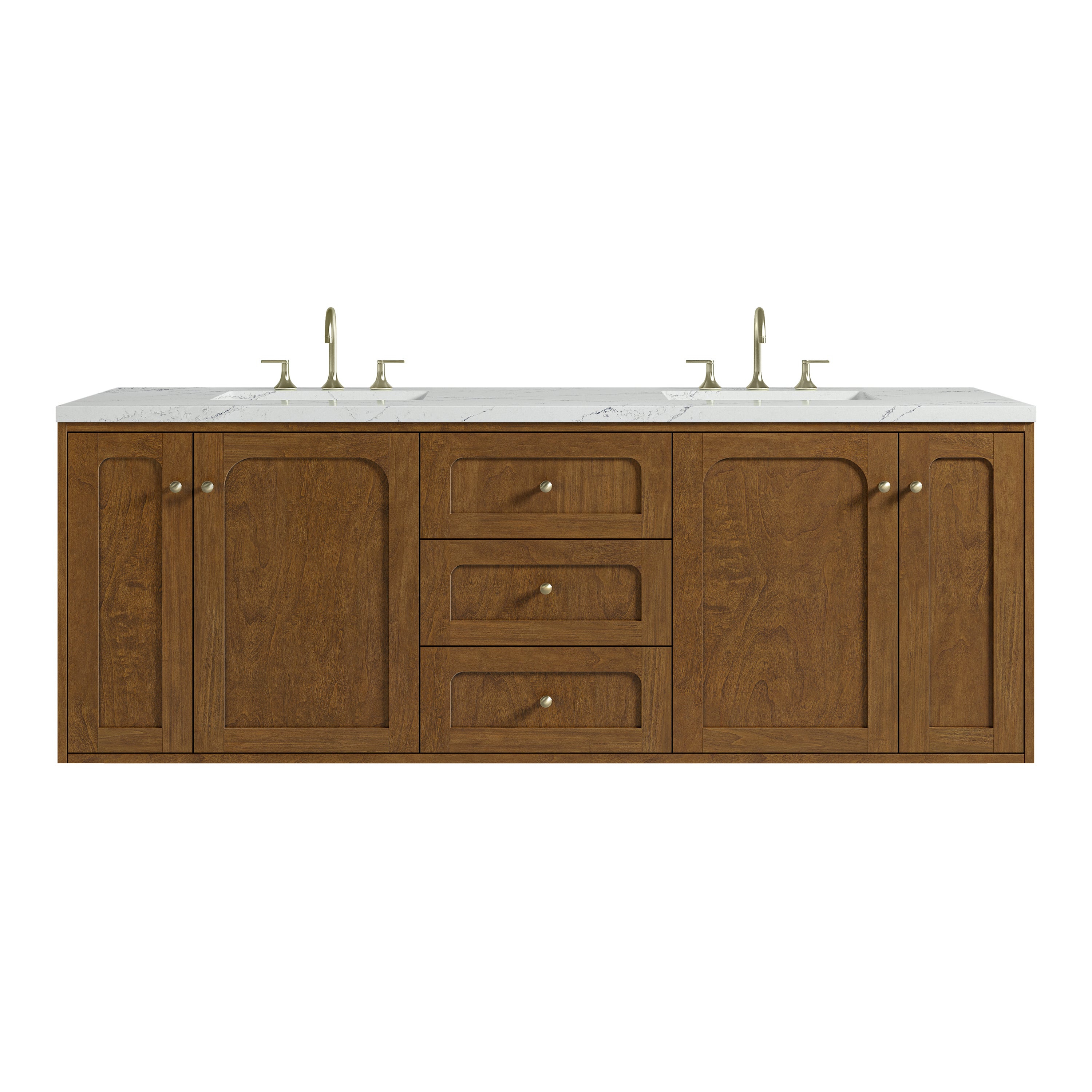 James Martin Laurent 72" Double Vanity in Honey Oak with 3cm Countertop and FreePower Wireless Charger