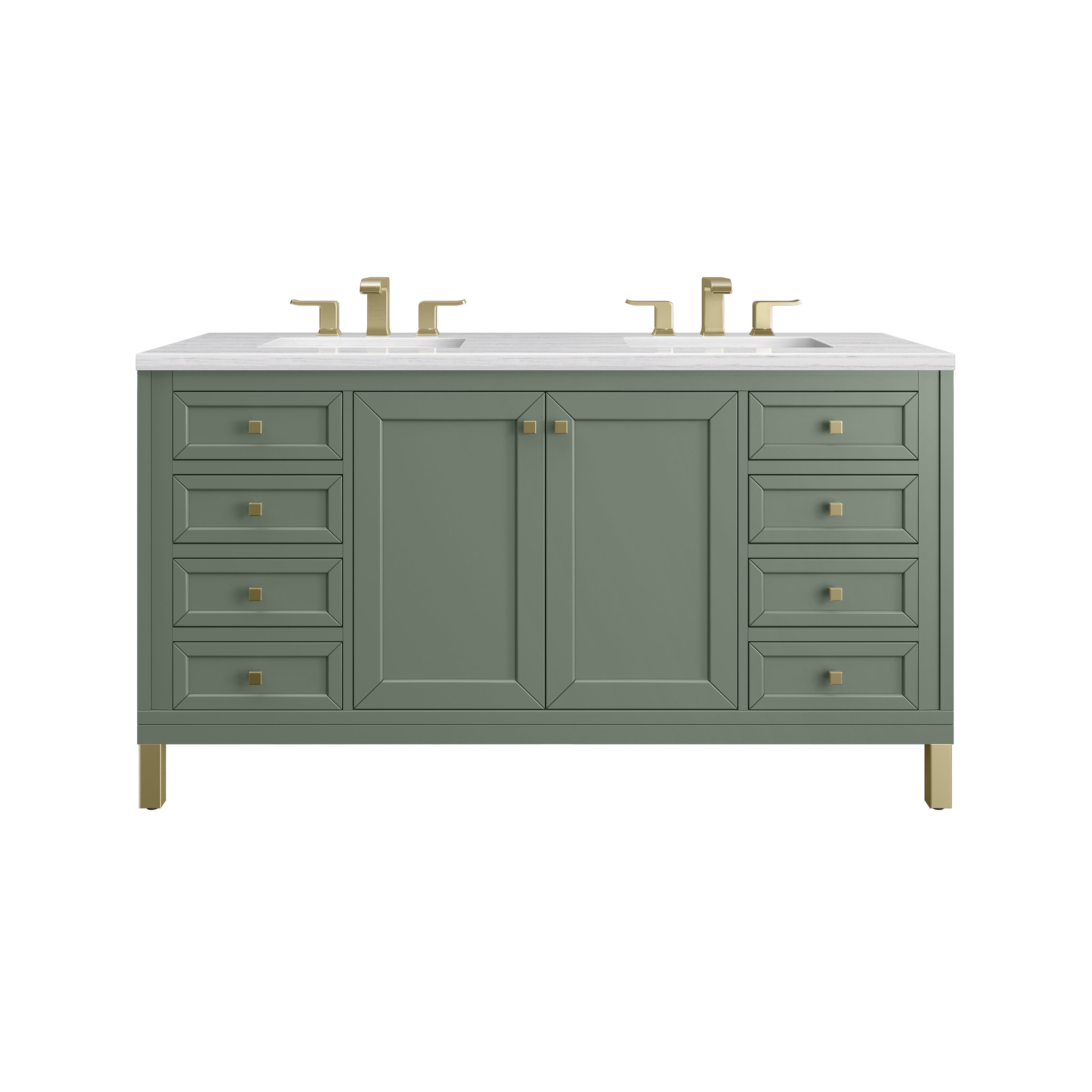 James Martin Chicago 60" Double Vanity in Smokey Celadon with 3cm Countertop