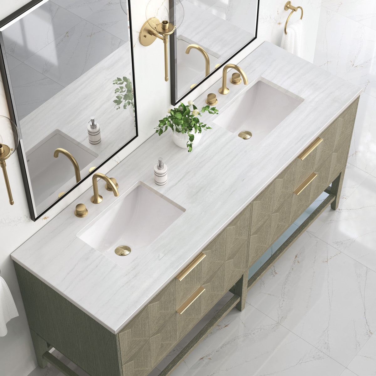 Emmeline 72" Double Vanity Cabinet, Pebble Oak