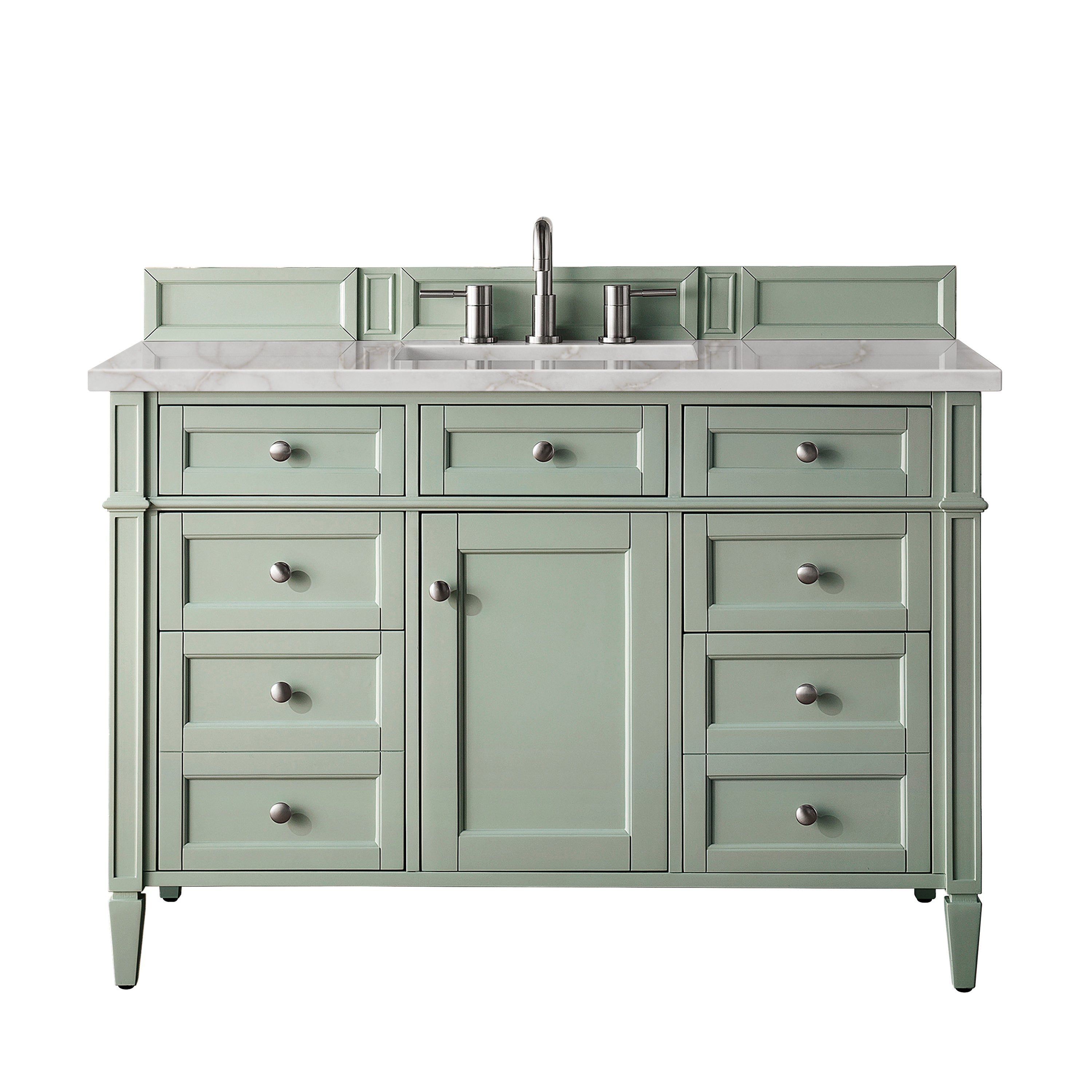 James Martin Brittany 48" Single Vanity in Sage Green with 3cm Countertop and FreePower Wireless Charger