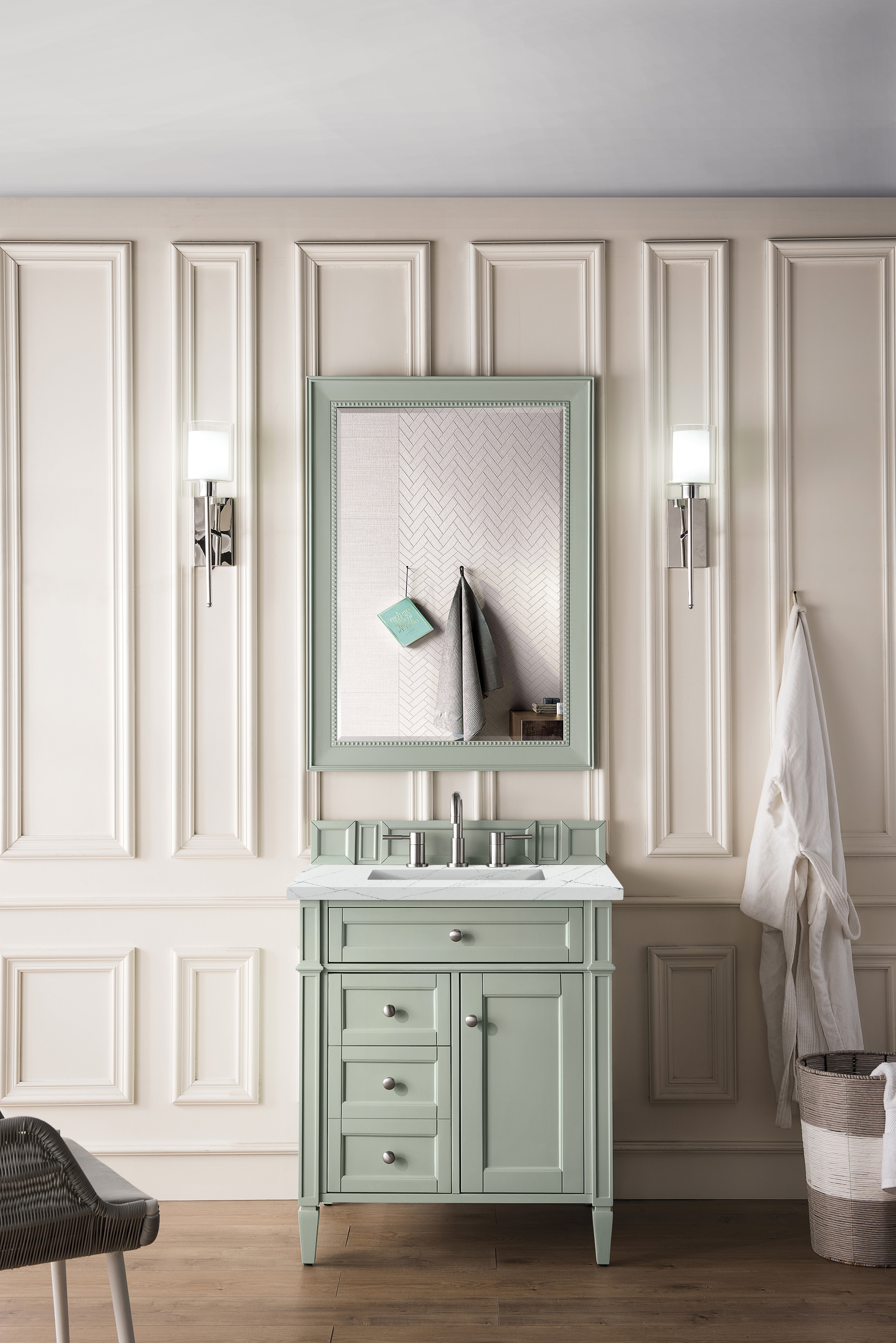 James Martin Brittany 30" Single Vanity in Sage Green with 3cm Countertop
