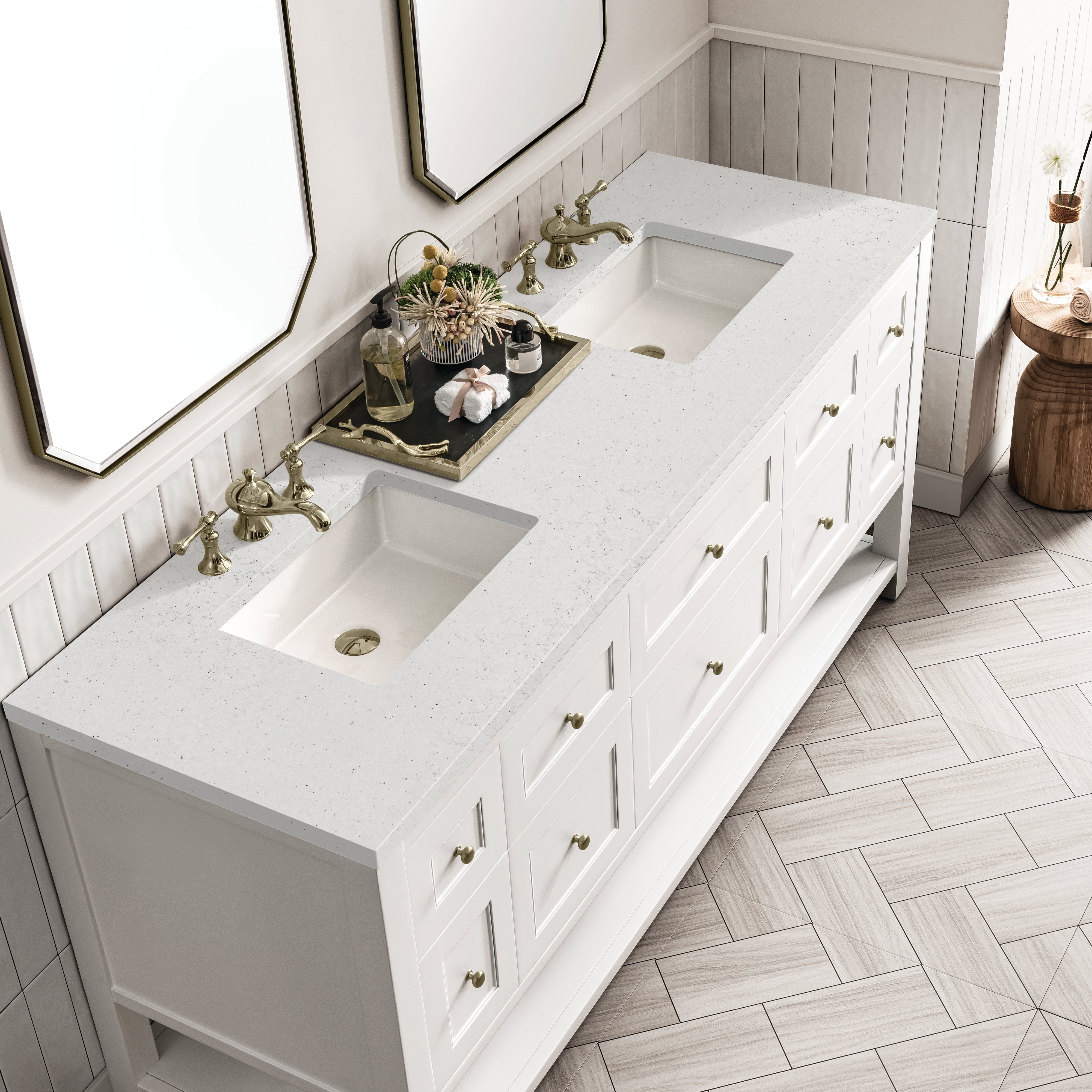 James Martin Breckenridge 72" Double Vanity in Bright White with 3cm Countertop