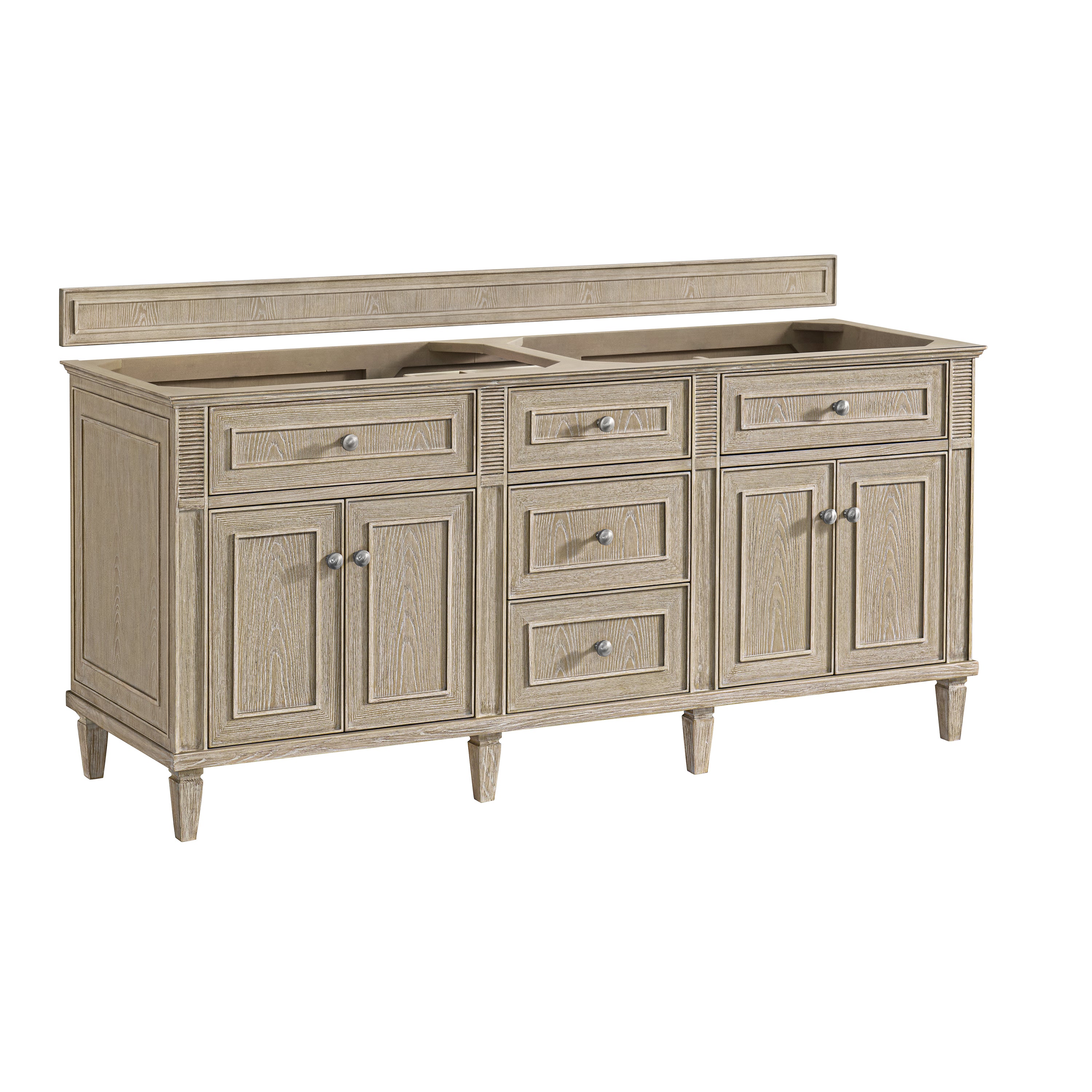 James Martin Lorelai 72" Double Vanity in Whitewashed Oak with 3cm Countertop and FreePower Wireless Charger