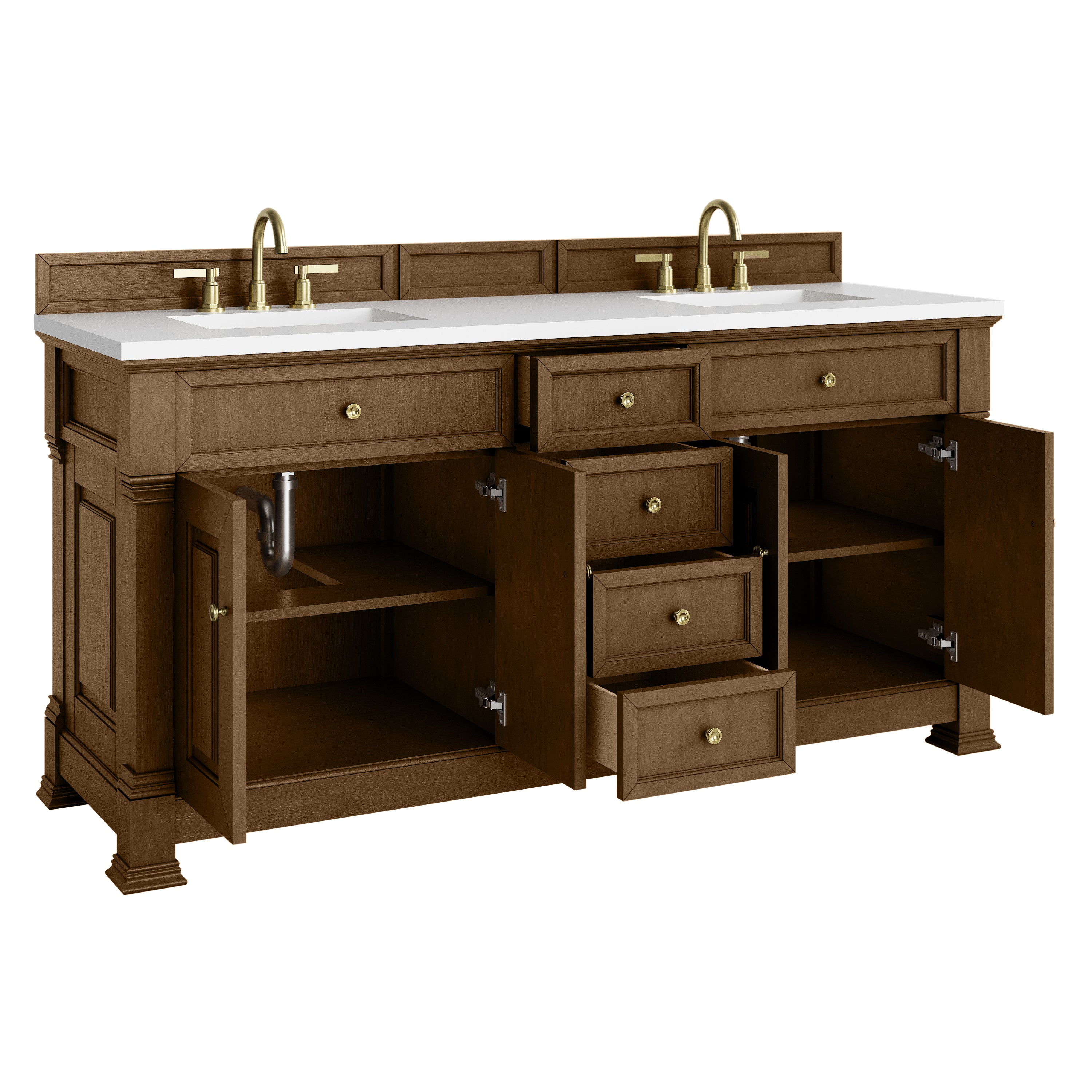 James Martin Brookfield 72" Double Vanity in Honey Oak with 3cm Countertop