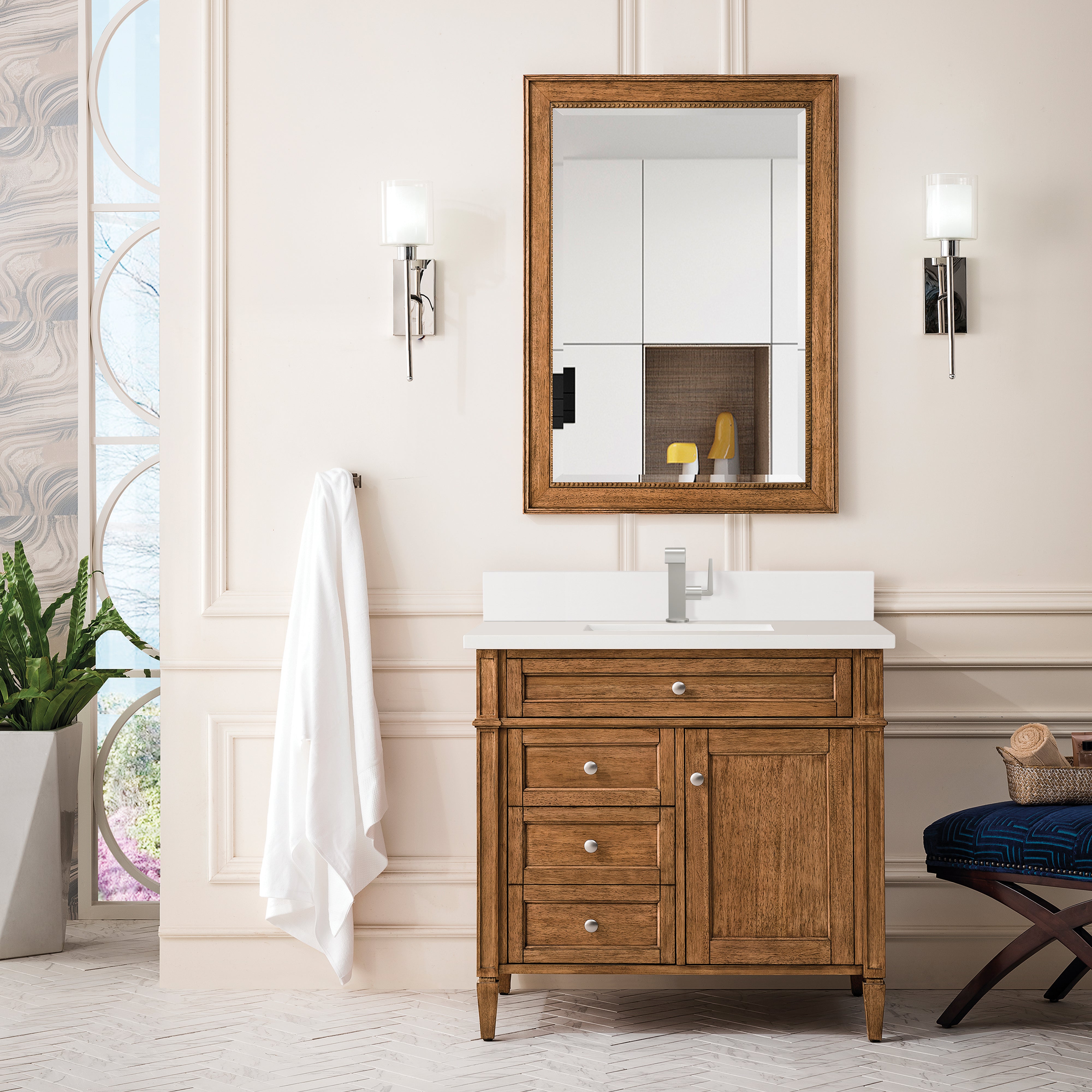 James Martin Brittany 36" Single Vanity in Saddle Brown with 3cm Countertop